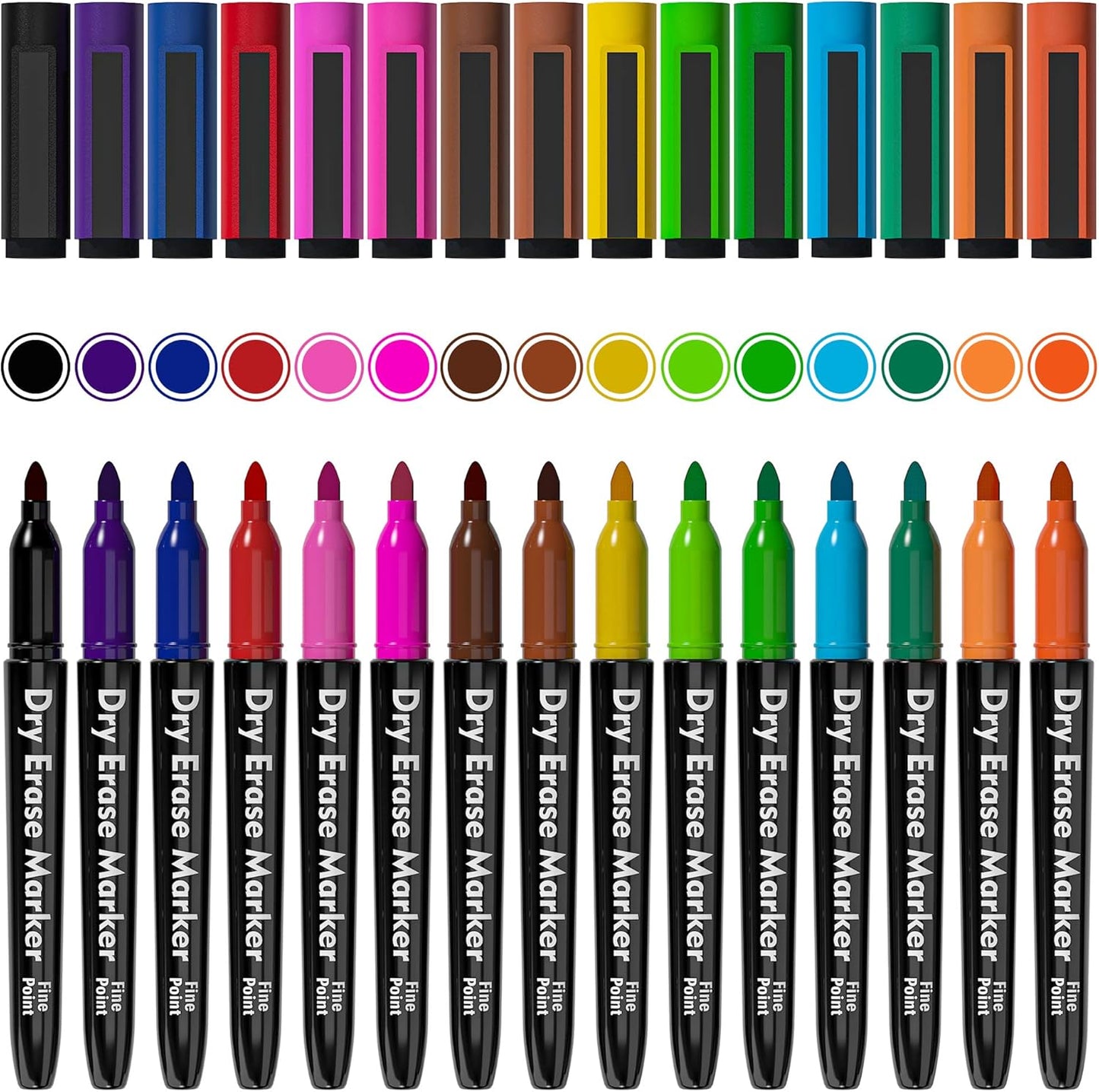 Lelix 15 Colors Dry Erase Markers, Magnetic Whiteboard Markers Fine Point with Eraser for Back to School, Office, Home Perfect for Writing on White Board, Dry Erase Board, Mirror, Glass