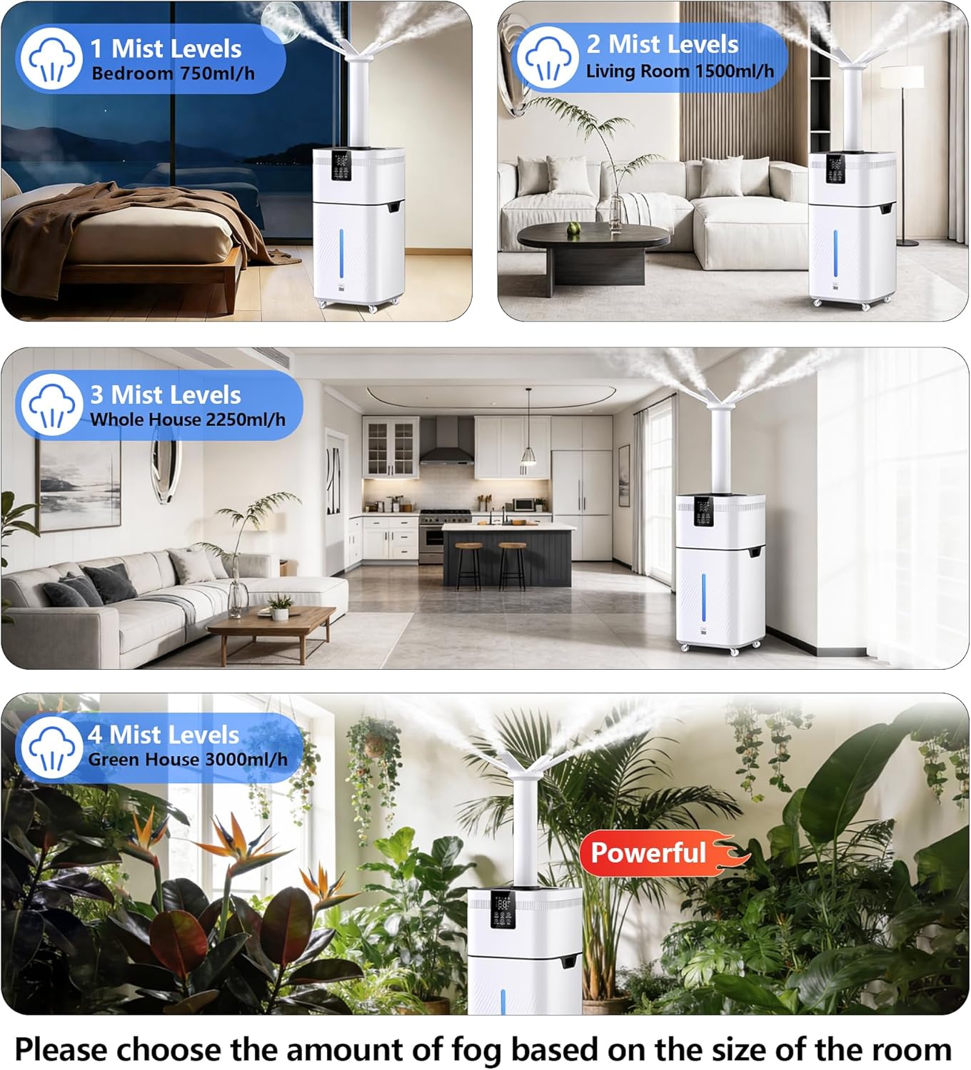 30L/7.93Gal Commercial Humidifier for Large Room 4200 sq ft, 3000mL/H Whole House Humidifiers with Supersized Cool Mist,Quiet Humidifiers for Bedroom, Home,Office, Plants, Warehouse