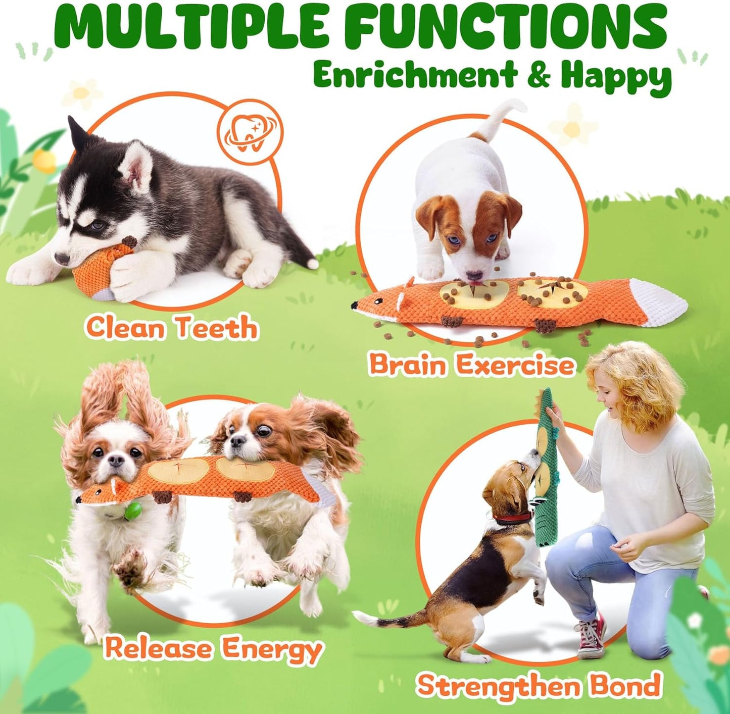 XIUGOAL Dog Toys for Aggressive Chewers, 2 Pack No Stuffing Interactive Dog Toys for Boredom and Teething, Squeaky Chew Toy for Small, Medium Breed to Keep Them Busy