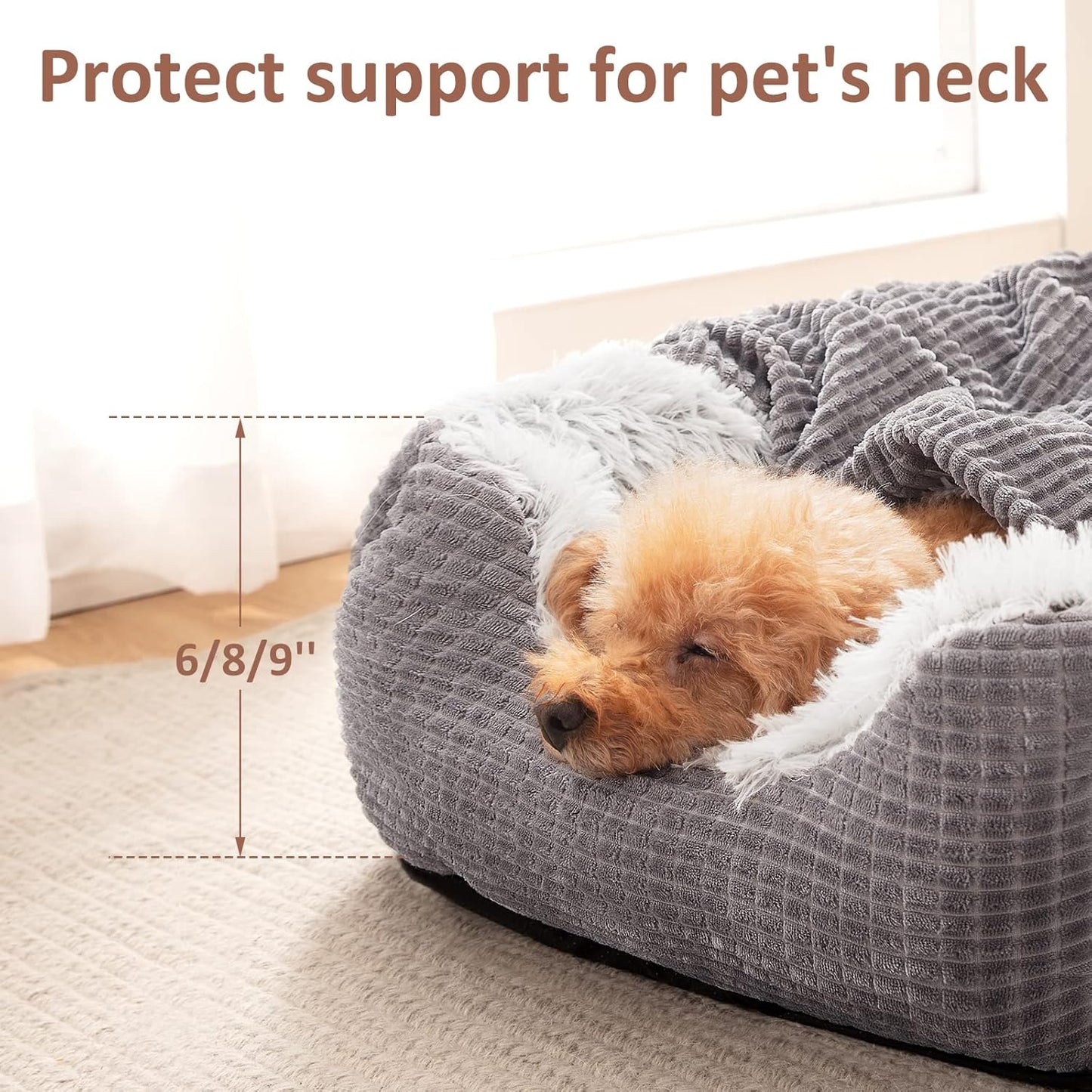 MIXJOY Dog Beds for Medium Large Small Dogs, Rectangle Cave Hooded Blanket Puppy Bed, Luxury Orthopedic Cat Beds for Indoor Cats, Warmth and Machine Washable (25 inches, Grey)