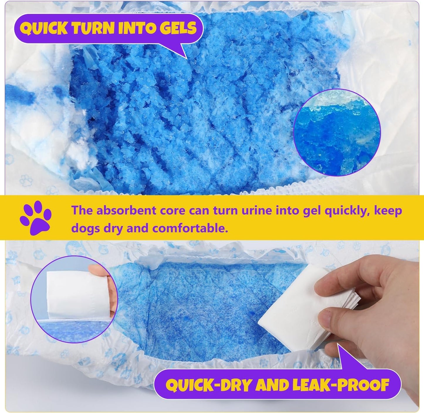 50 Count Disposable Male Dog Wraps, Male Dog Diapers, Super Absorbent Pee Wraps, Belly Bands for Dogs, Leak Proof, Wetness Indicator, Puppy and Doggie Diaper for Peeing, X-Small