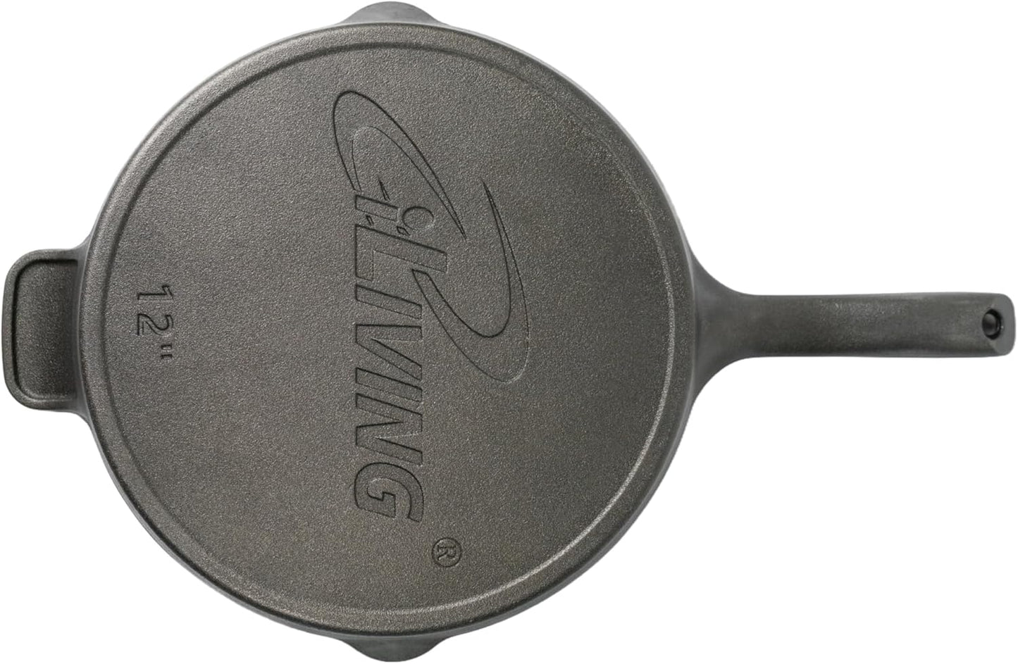 iLiving Un-seasoned Modern Heirloom Mirror Polished Cast Iron Skillet Pan 12" (2.7" Wall Height / 3.7 L), Silver