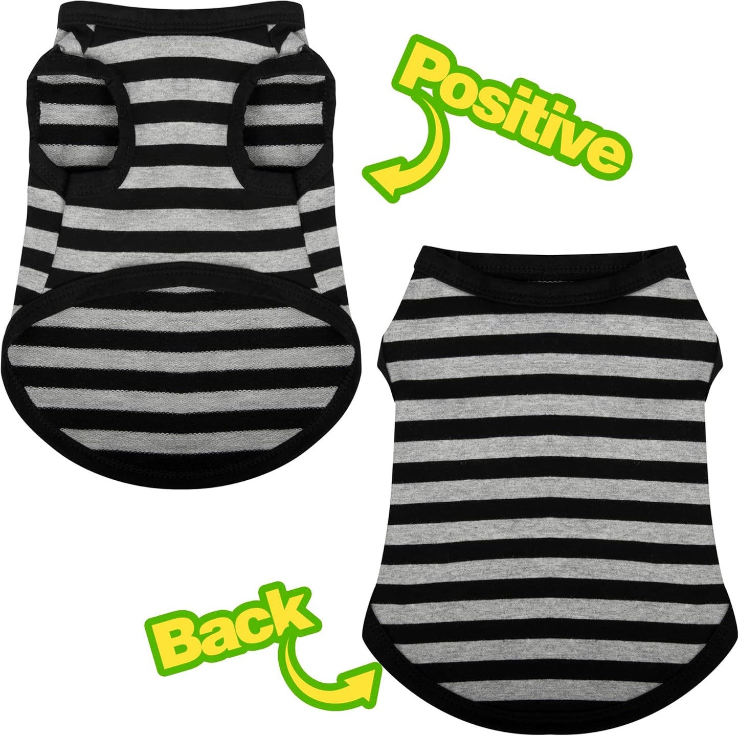 Paiaite 6-Piece Striped Shirt Set: Cotton Sleeveless Puppy Dog Shirts, Breathable Pet Apparel Tank Tops, Colorful Sweatshirts for Small & Medium Dogs
