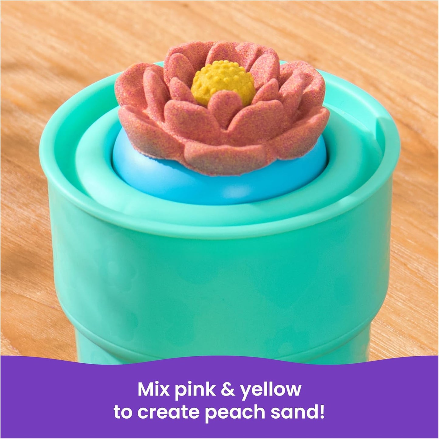 Kinetic Sand, SquishBlossom Blooming Flower, Easter Basket Stuffers, Includes 8oz Neon Yellow & Pink Moldable Play Sand, Pot & Molds, Sensory Toys for Kids