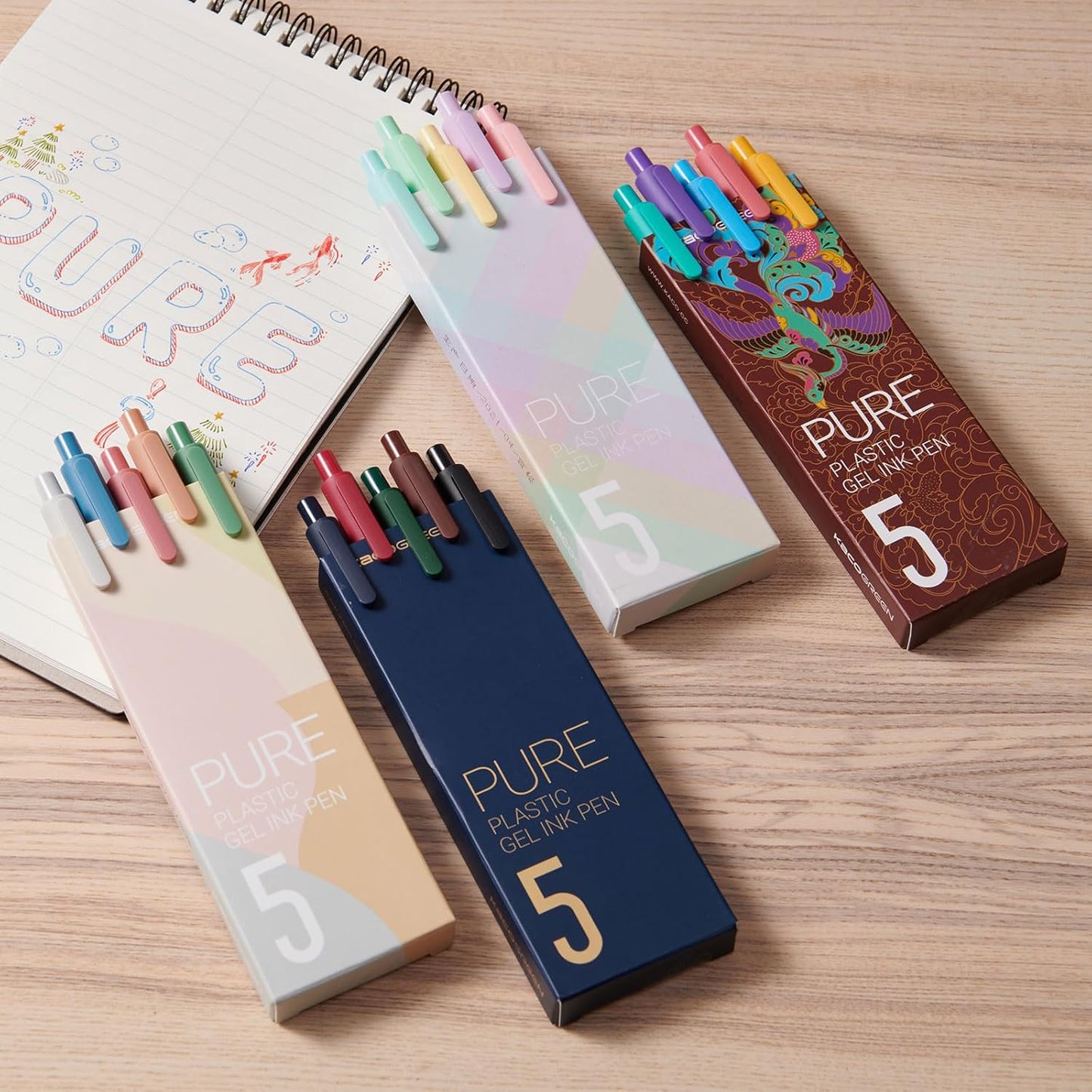 Kaco Gel Pens 20 Assorted Color Ink 0.5mm Fine Point, Cute Stationery Journaling Note Taking Pens Retractable Office Supplies