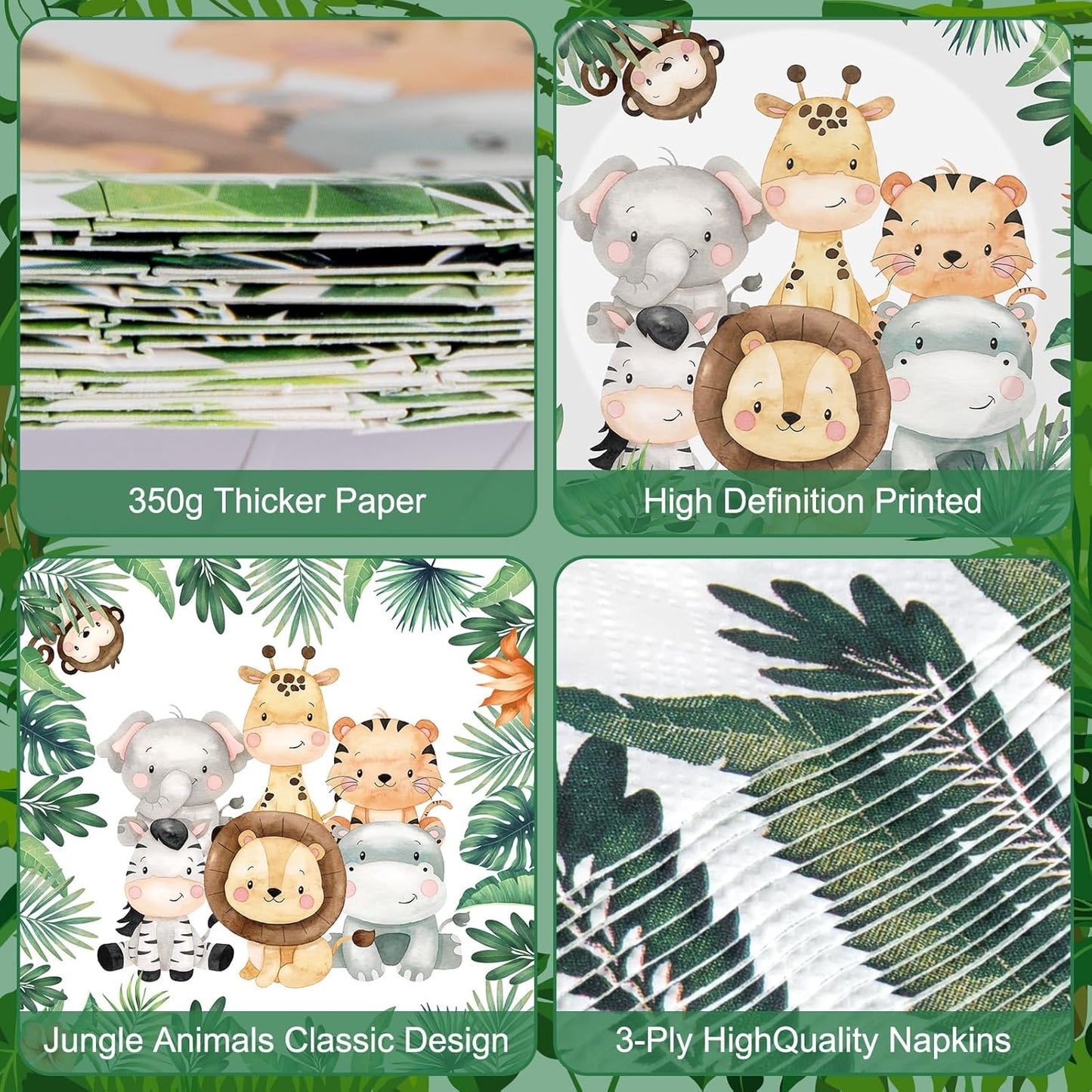40 Pcs Jungle Animals Party Decorations - Safari Animal Plates and Napkins, Wild Animals Paper Plates Napkins Disposable Tableware Set for Baby Shower Zoo Birthday Party Supplies Favors, Serves 20