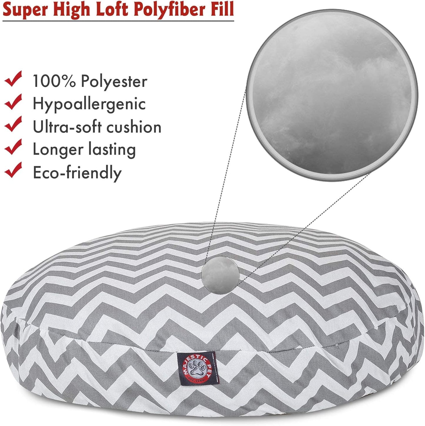 Gray Chevron Large Round Indoor Outdoor Pet Dog Bed With Removable Washable Cover By Majestic Pet Products