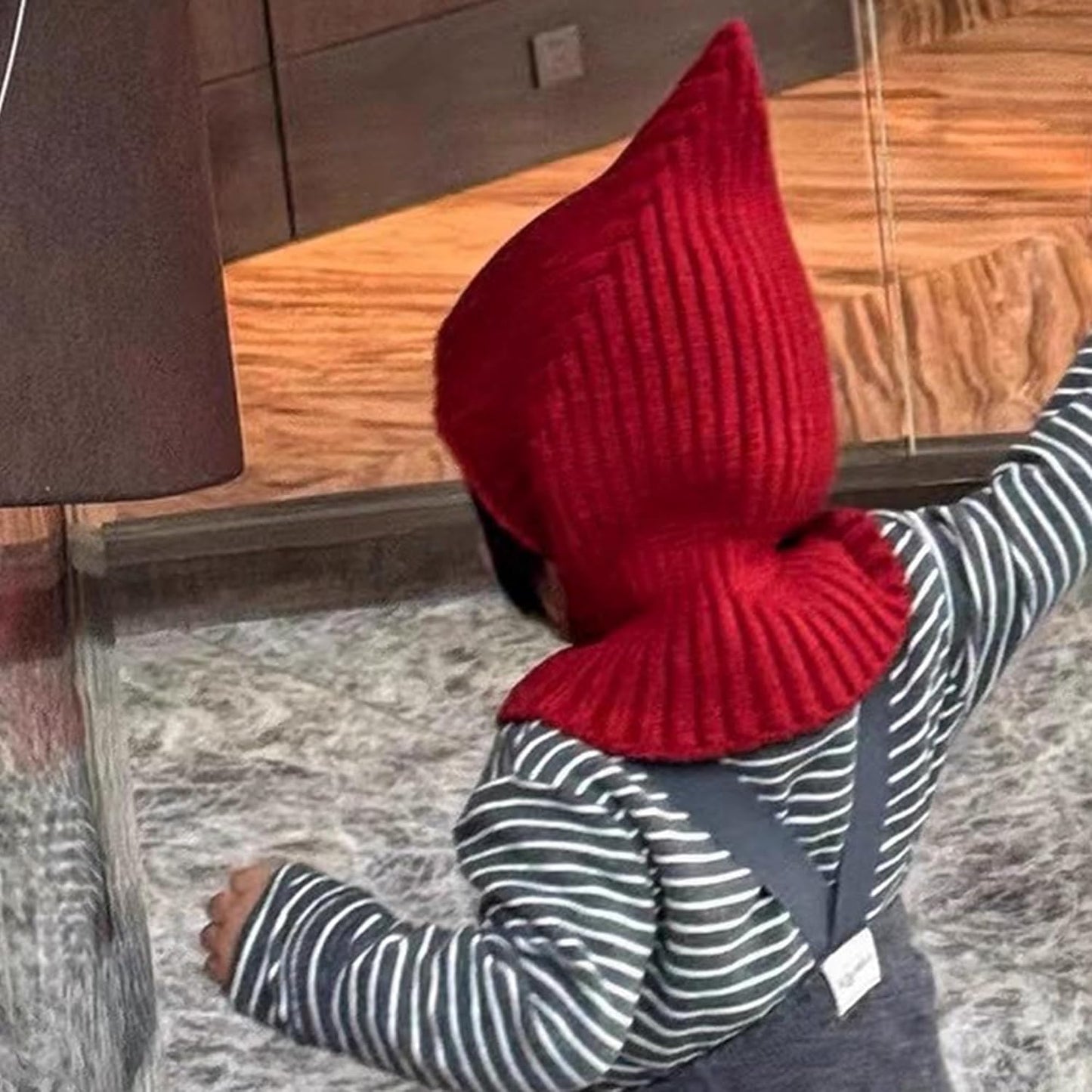 Infant Red Earflap Balaclava Beanie Hats Outdoor Cold Weather Ear Neck Protection Winter Warm 6-24 M Toddler
