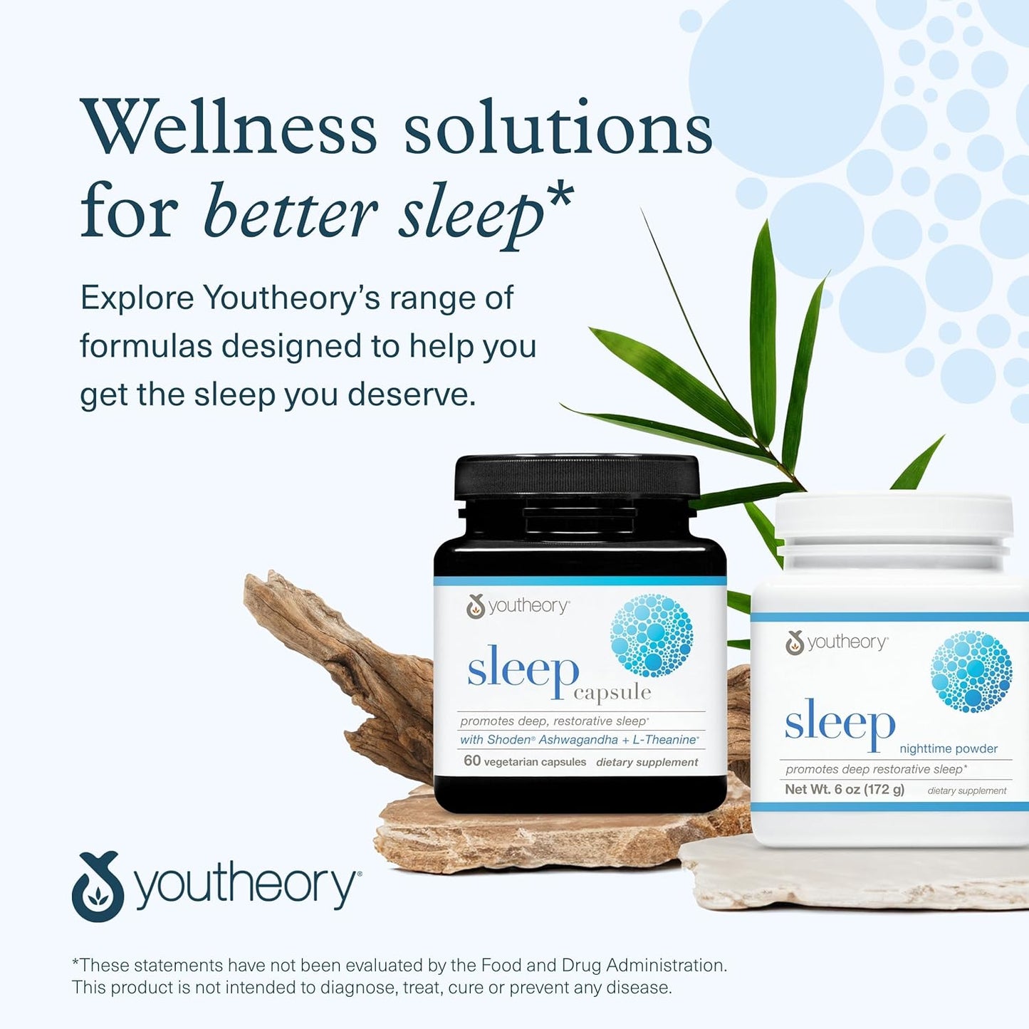 Youtheory Sleep Nighttime Powder - Powder for Circadian Rhythm Support & Stress Relief - Contains L-Theanine & Glycine - 6 oz (30-Day Supply)