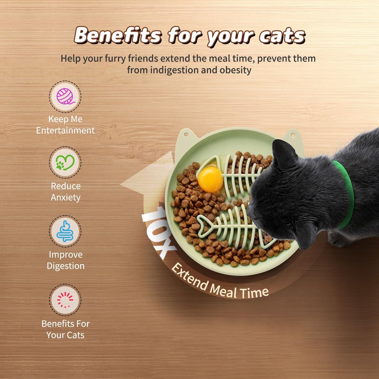 Slow Feeder Cat Bowl, 2 PCS Silicone Cat Bowl, Slow Feeder Ideal for Dry and Wet Food, Easy to Clean, Interactive Puzzle Toy for Pets Food Training, Keeps Cats Busy,6.69" W*0.65" H