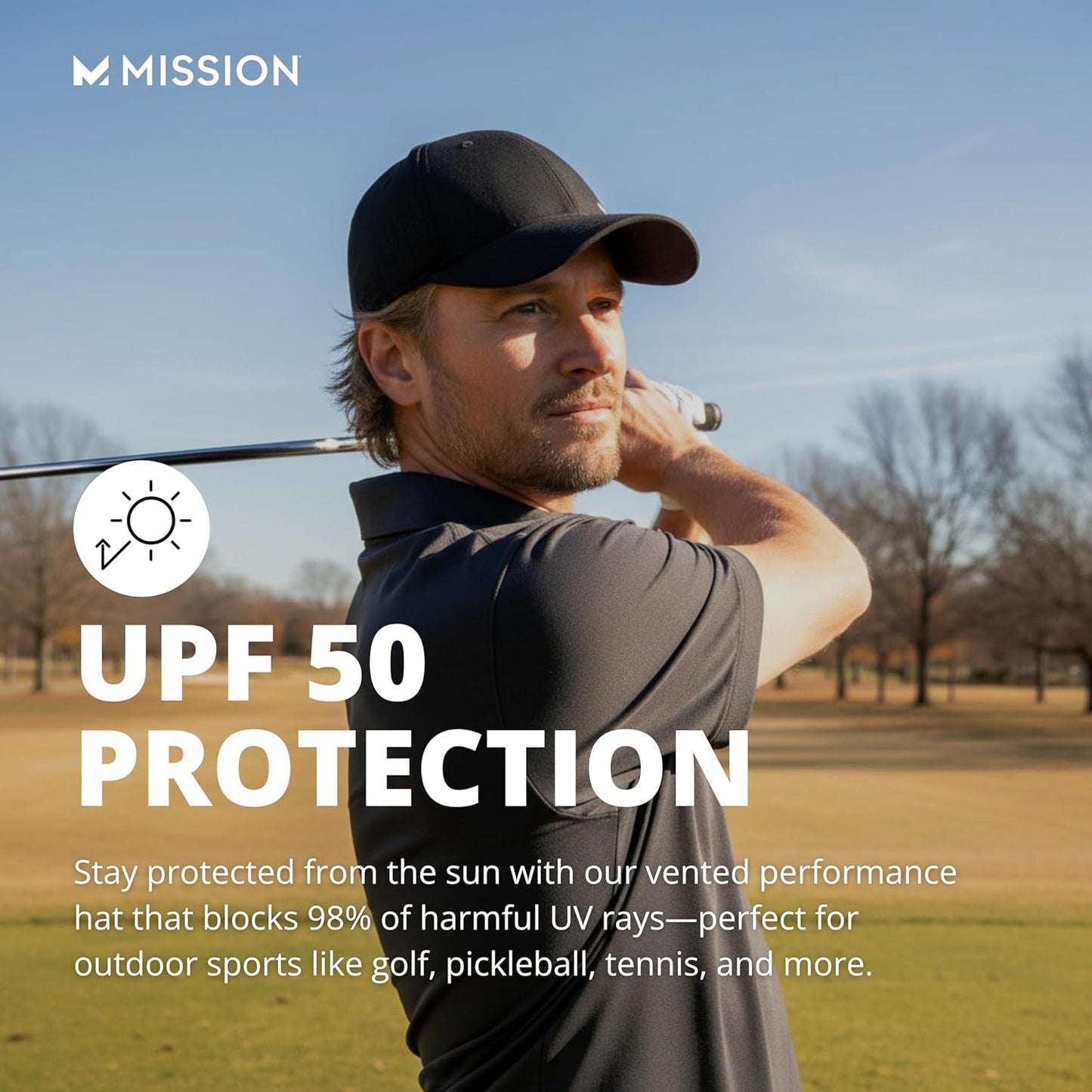 MISSION Cooling Vented Performance Hat Unisex One Size Cap for Workouts, Golf & Running, Sweat & Water Activated Technology