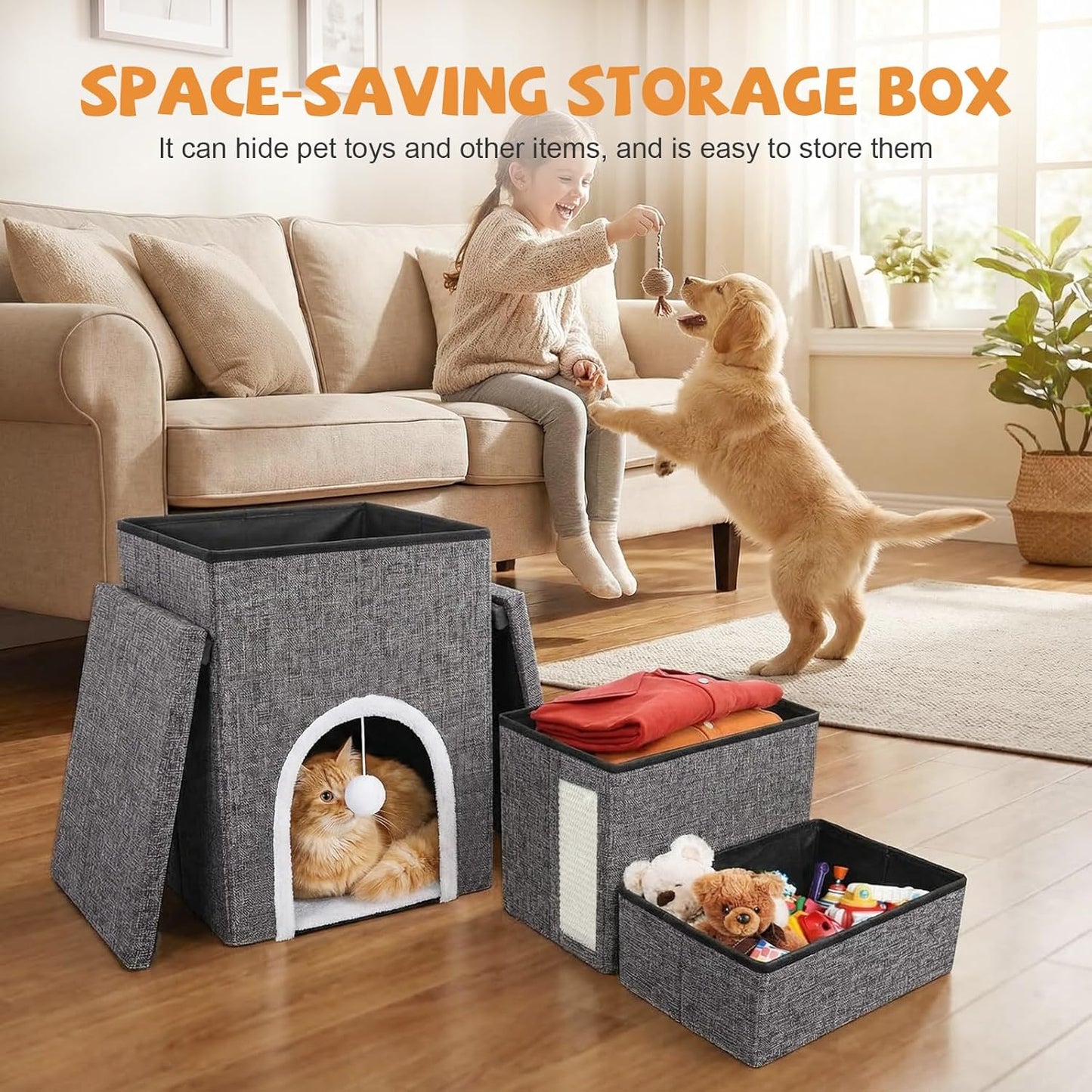 Foldable Dog Stairs for Small Dogs - Adjustable Pet Stairs for Bed or Couch with Storage, Non-Slip Design & Durable Build - Perfect Dog Steps for Mobility & Comfort