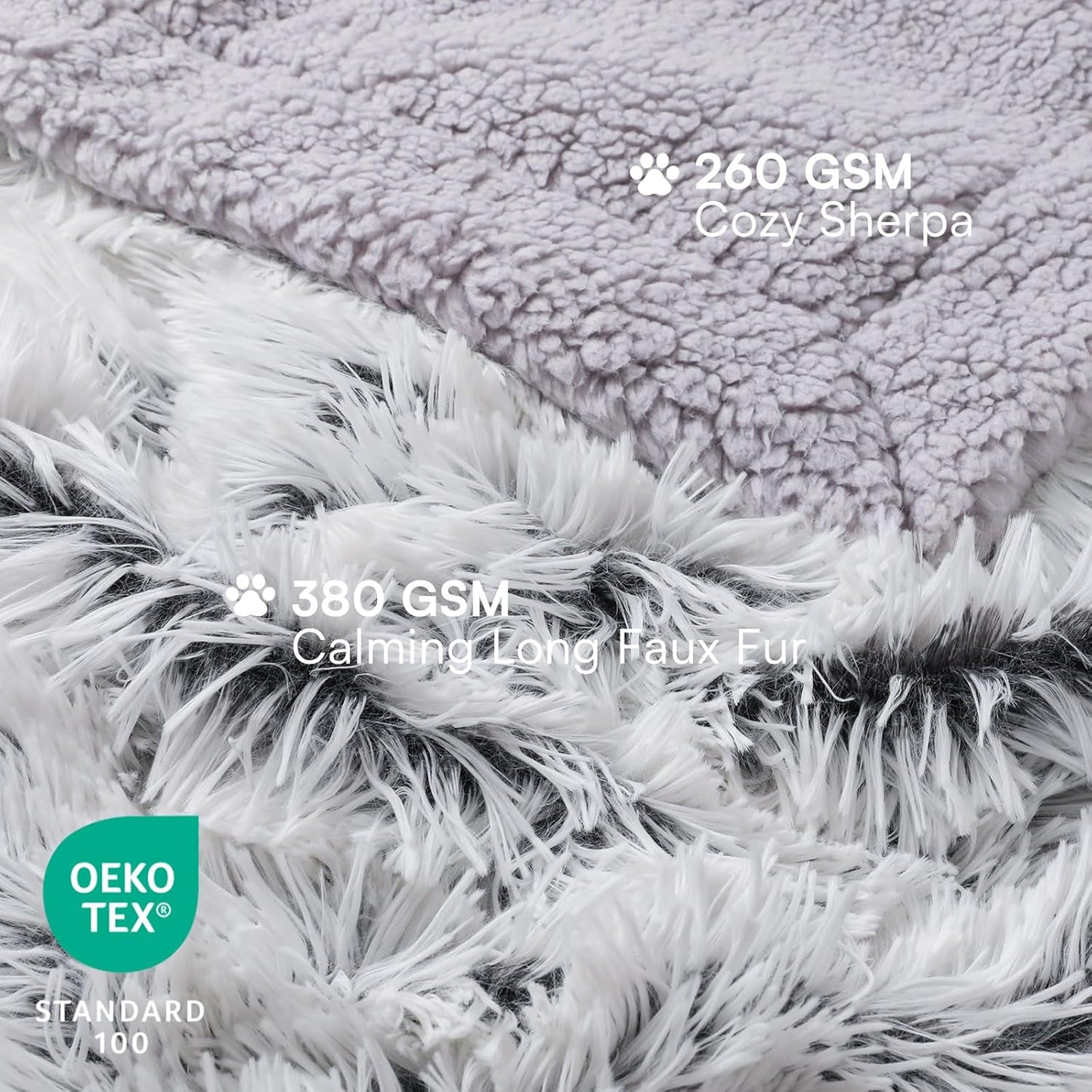 Luciphia Large Waterproof Dog Blanket Pet Washable Liquid Proof Furniture Protector Medium Shaggy Plush Calming Long Faux Fur Bed Cover for Couch Cat Blankets Kitten Doggy, Mist Grey, 40" x 50"