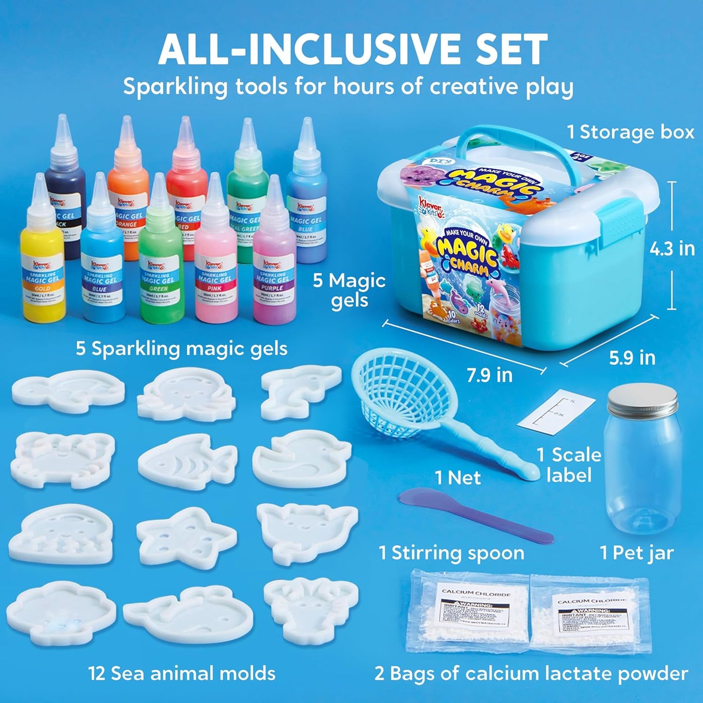 Klever Kits Water Gel Kit, Magic Fairy Water Gel Toy Kit with 10 Gels, 12 Molds, Preserving Bottle for Presents, Party Favors, Birthday Gifts, Arts & Crafts DIY STEM Kits for Kids