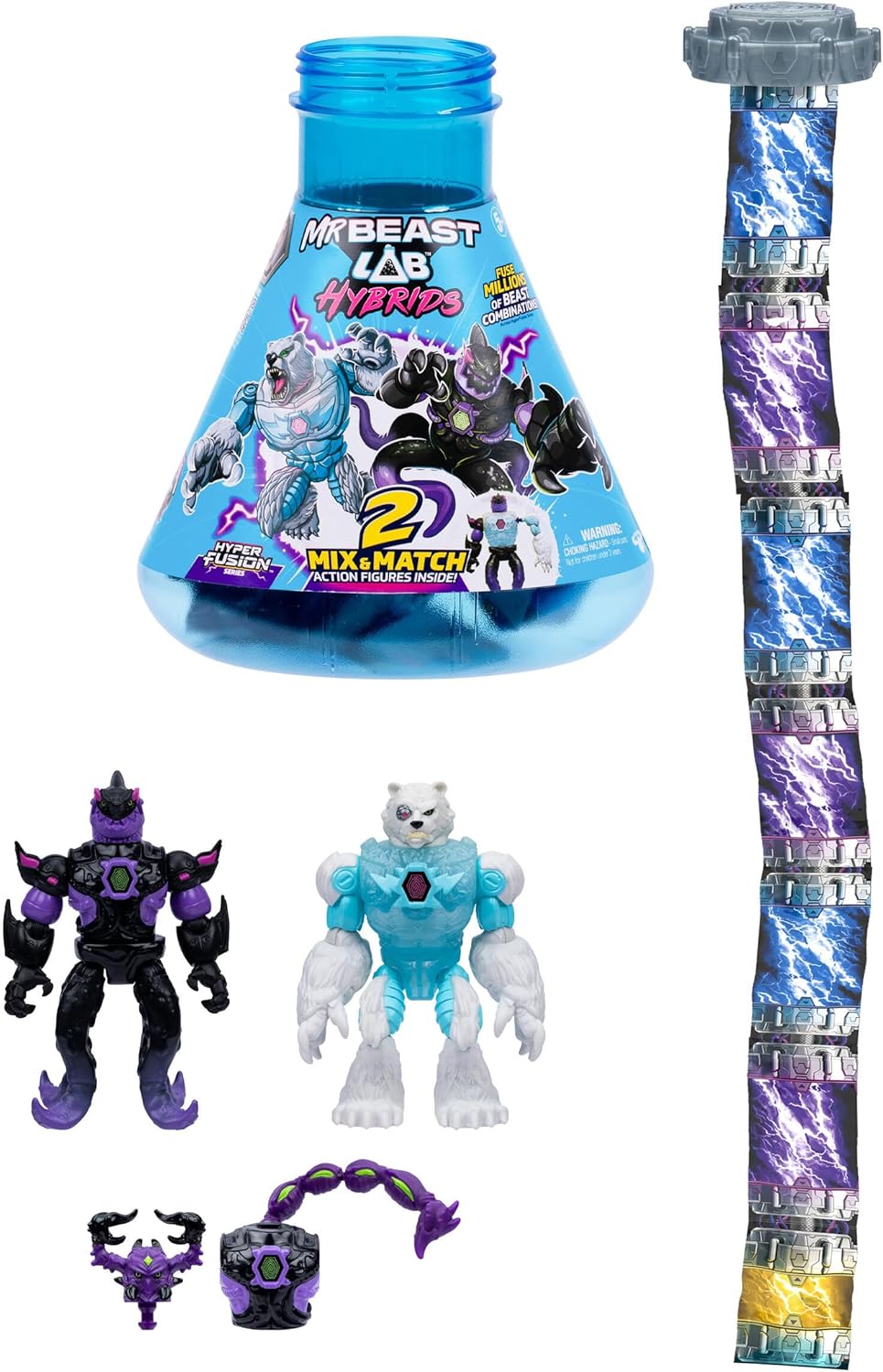 MrBeast Lab Hybrids Multi Pack, Reveal Different Hybrid Parts To Create 2 Mix & Match Action Figures, Plus Parts Of The Golden Panther Dragon, Fuse Millions Of Beast Combinations - Shark VS Polar Bear