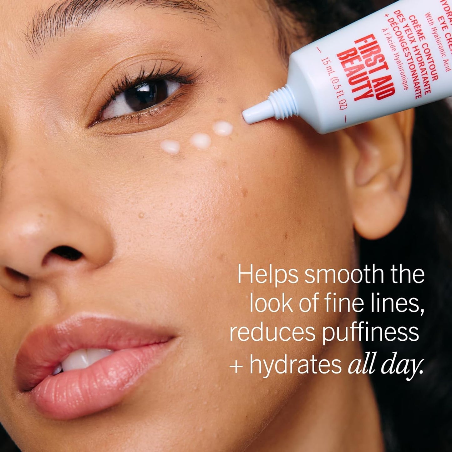 First Aid Beauty - Hydrating Eye Cream with Hyaluronic Acid, Nourishing Eye Cream that Provides 24 hours of Hydration, Helps Smooth Fine Lines, Wrinkles & Puffiness, Safe for Sensitive Skin, 0.5 oz
