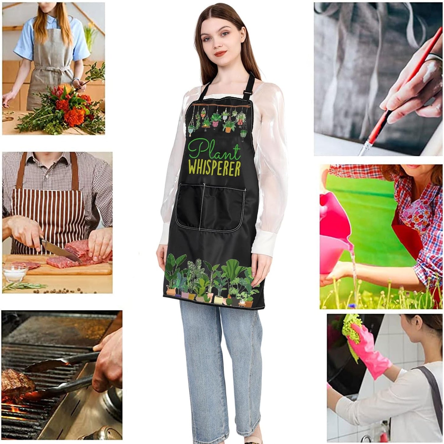 JXGZSO Gardening Apron for Gardener Plant Whisperer Funny Gardening Aprons with Pockets Waterproof Plant Lover Gift