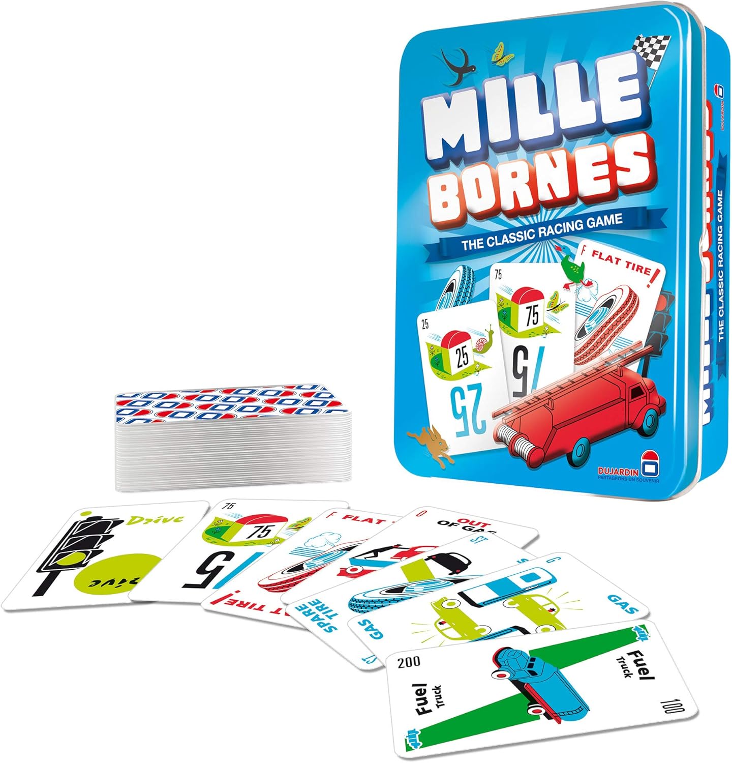Asmodee Mille Bornes Classic Racing Card Game - Fast-Paced Family Strategy Game for Ages 7+, 2-6 Players, 20 Minute Playtime
