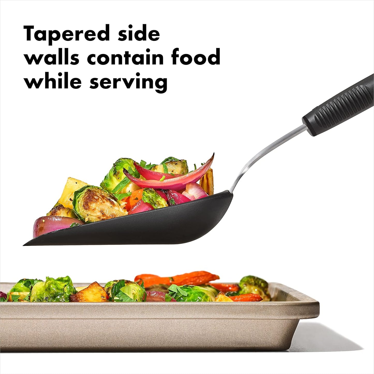 OXO Good Grips Sheet Pan Roasting Scoop for Vegetables and More, Black