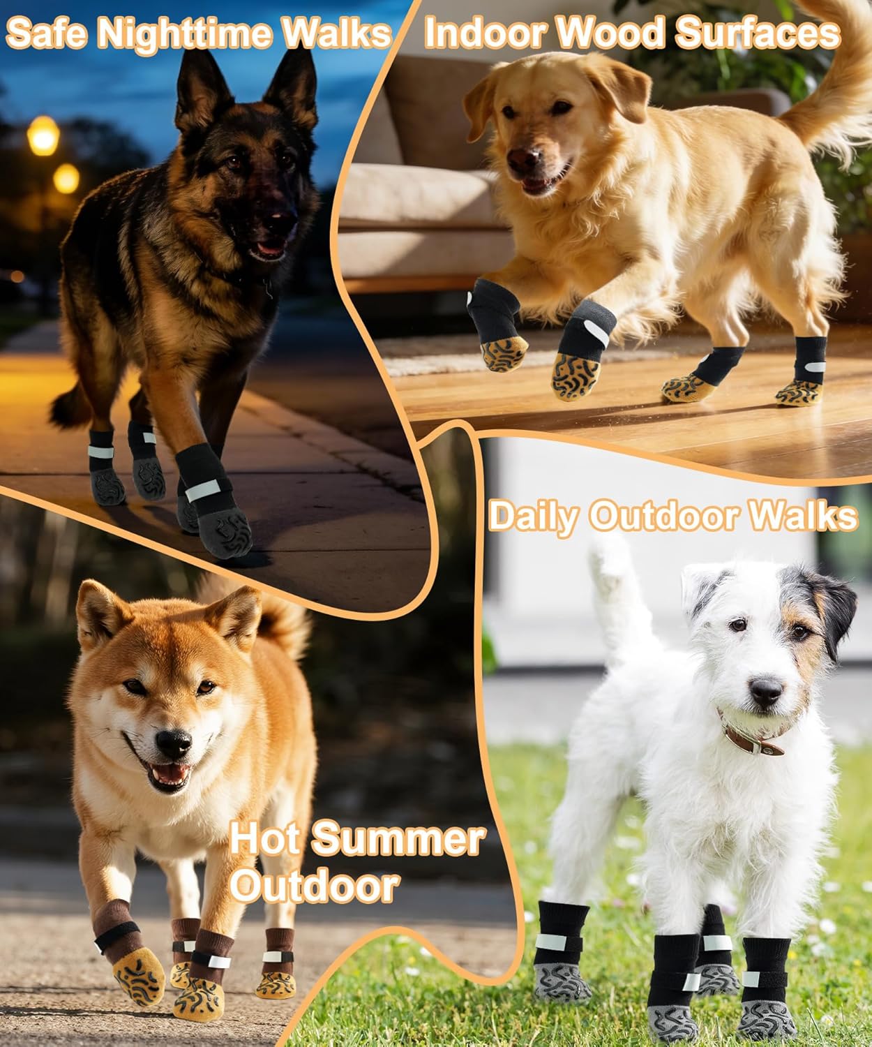 Non Slip Dog Socks with Grips, Dog Sock to Prevent Licking Paw for Senior Dogs, Dog Shoes for Hardwood Floors and Enhancing Traction, Paw Protector - Fits Small, Medium, Large Dogs - L