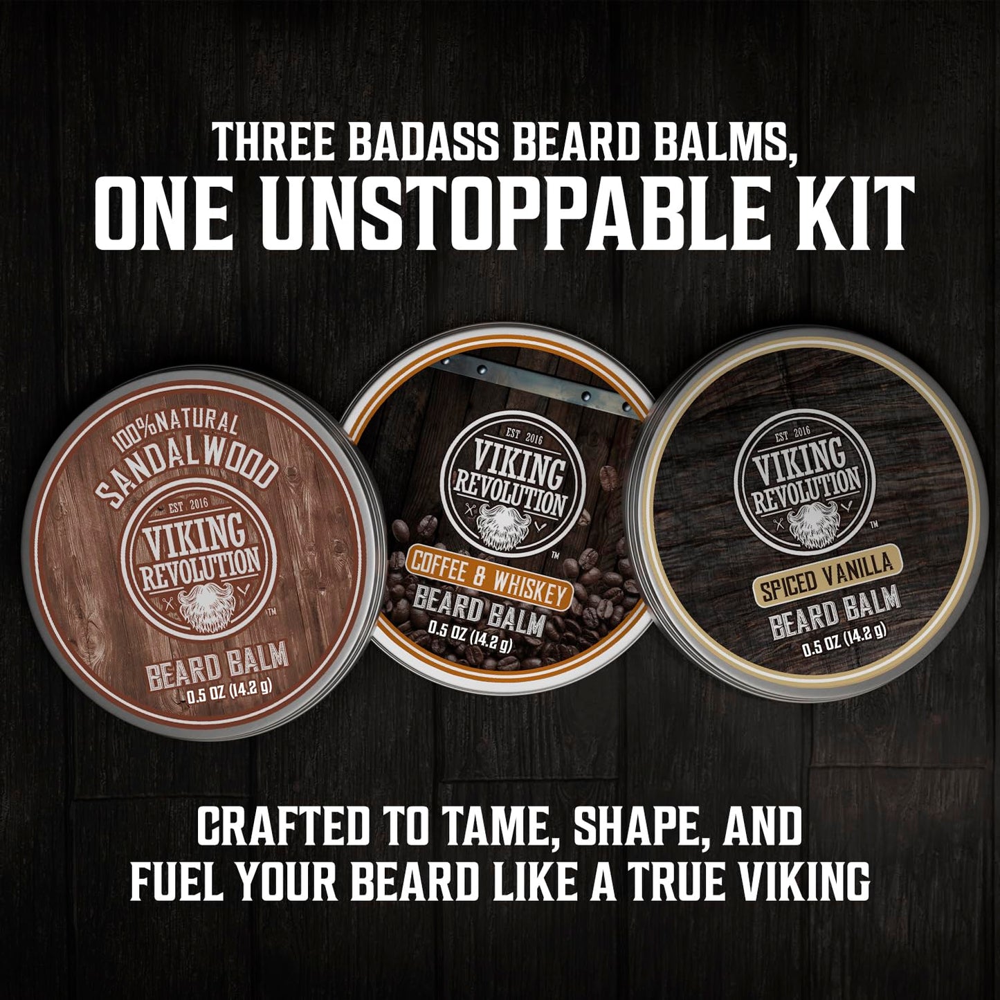 Viking Revolution Ultimate Beard Care Collection - Gifts for Men Includes Oil, Balm, Brush, Comb and Pen - Beard Kit for Men with Sandalwood, Spiced Vanilla, Coffee Whiskey, Sweet Tobacco
