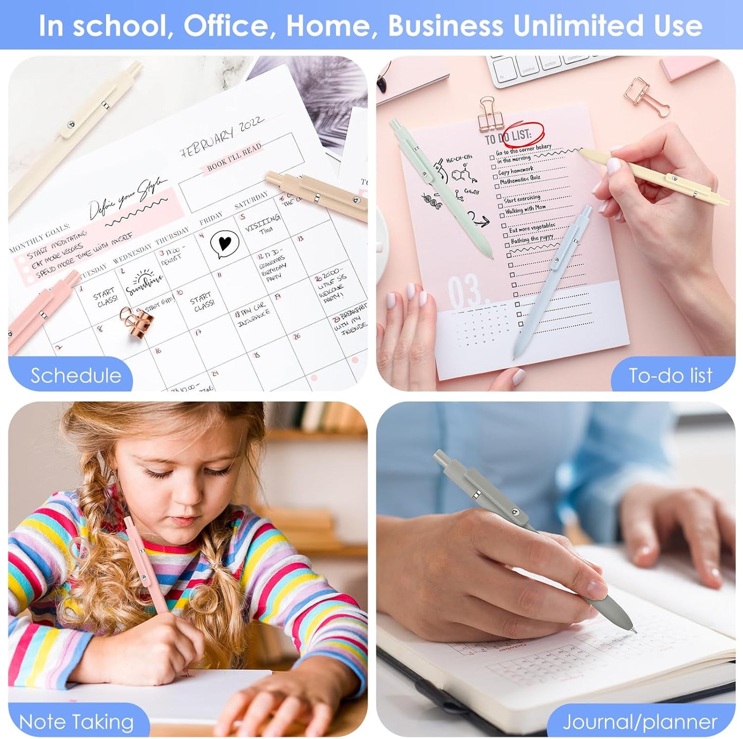 Gel Pens, 7pcs 0.5mm Quick Dry Black Ink Fine Point Smooth Writing Pens, Easter Pens, Easter Basket Stuffers, Cute Teacher Work Desk Accessories Office School Supplies Gifts for Nurse Women Student