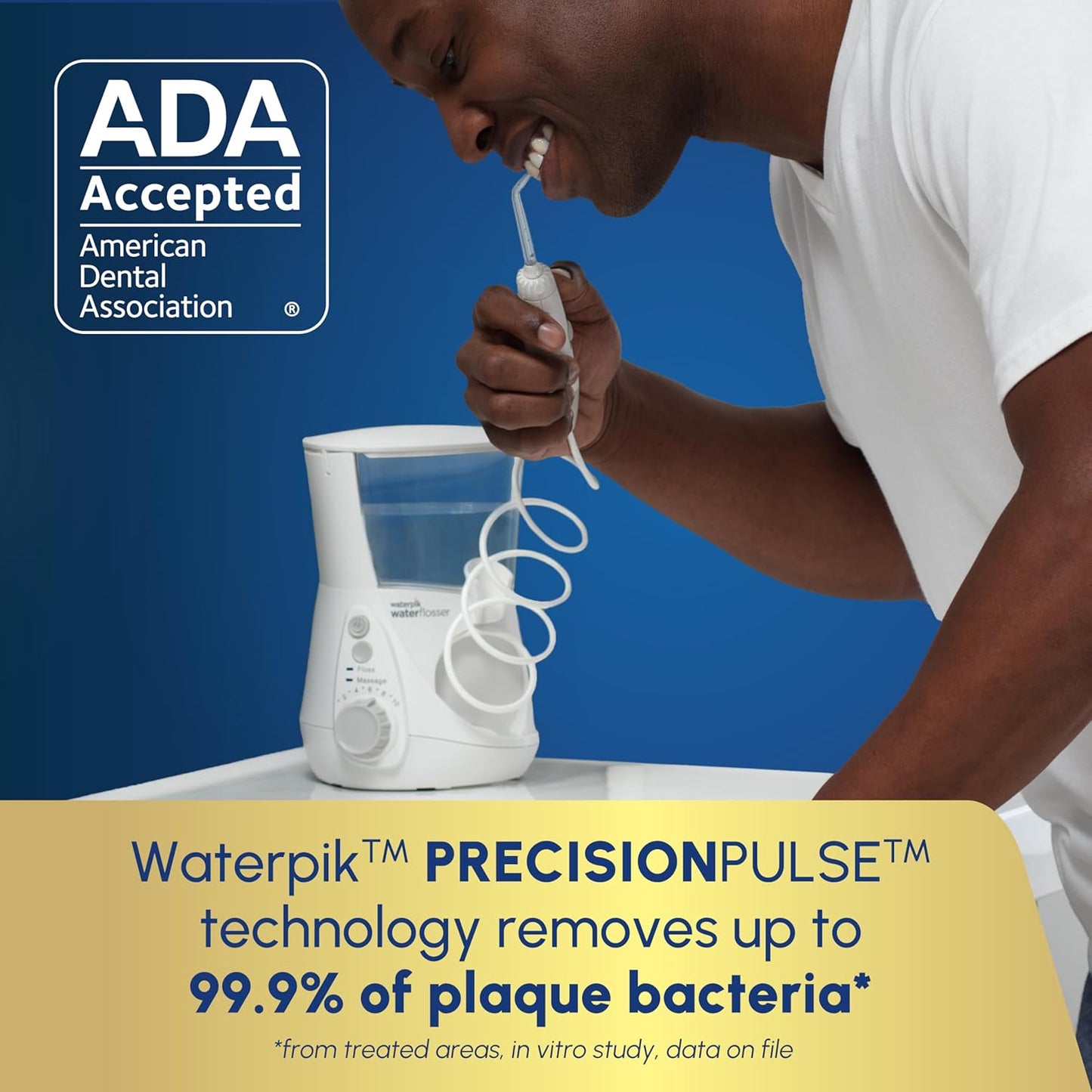 Waterpik Aquarius Water Flosser For Teeth Cleaning, Gums, Braces, Dental Care, Electric Power With 10 Settings, 7 Tips For Multiple Users And Needs, ADA Accepted, White WP-660, Packaging May Vary