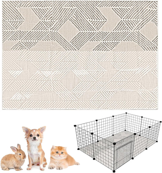 VCEPJH Bunny Floor Mat 55 x 78.7in Rabbit Cage Liner Washable Large Reusable Guinea Pigs Rug Anti-Slip Whelping Pads for Small Pet Dogs Puppy Chinchillas Cats Ferrets