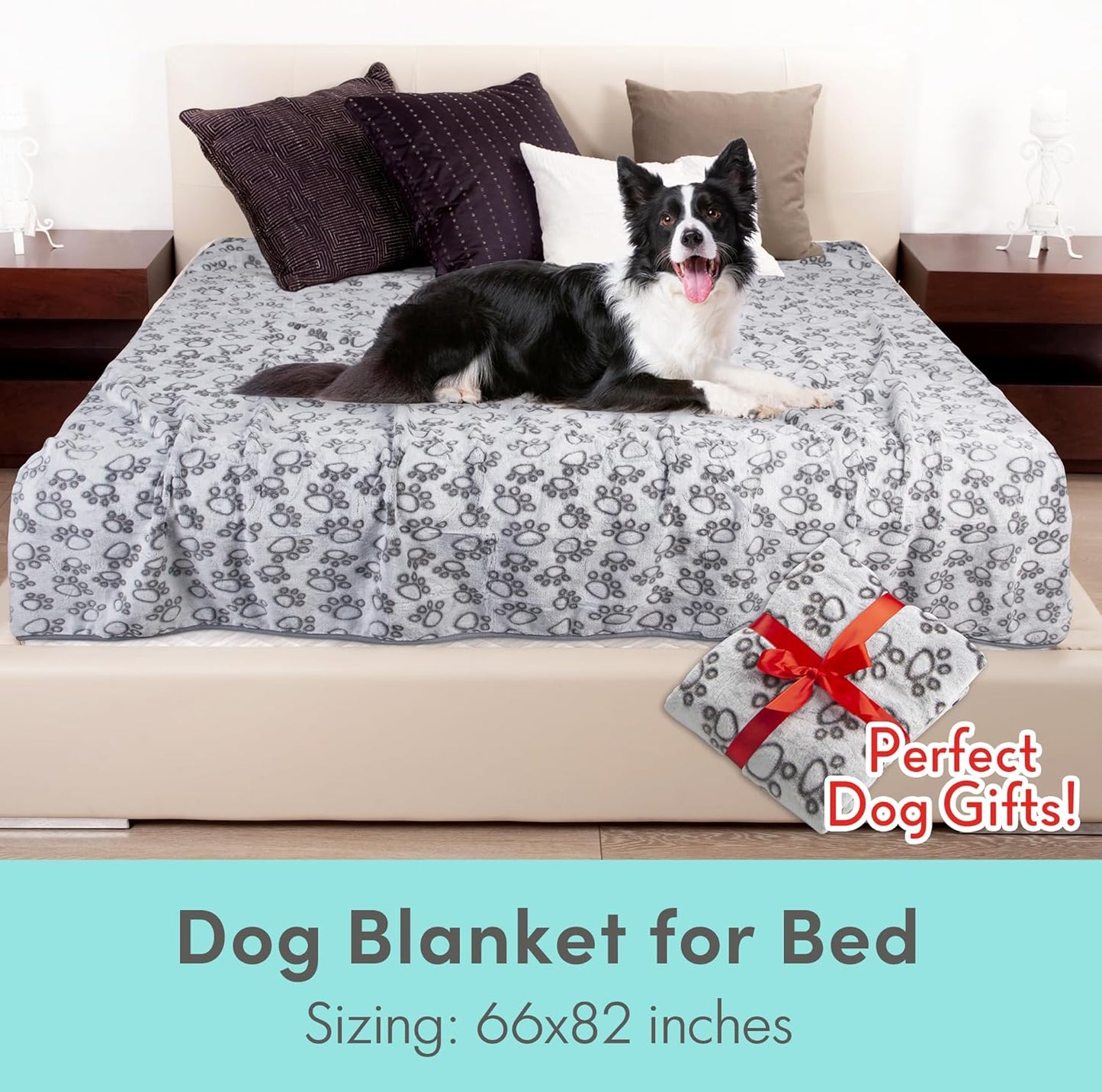 Stuffed Premium Soft Dog Blankets for Large Dogs, Large Cat Blanket Washable for Human Bed Couch Protection Cover, Dog Essentials for Dog, 66 * 82 inches, Grey