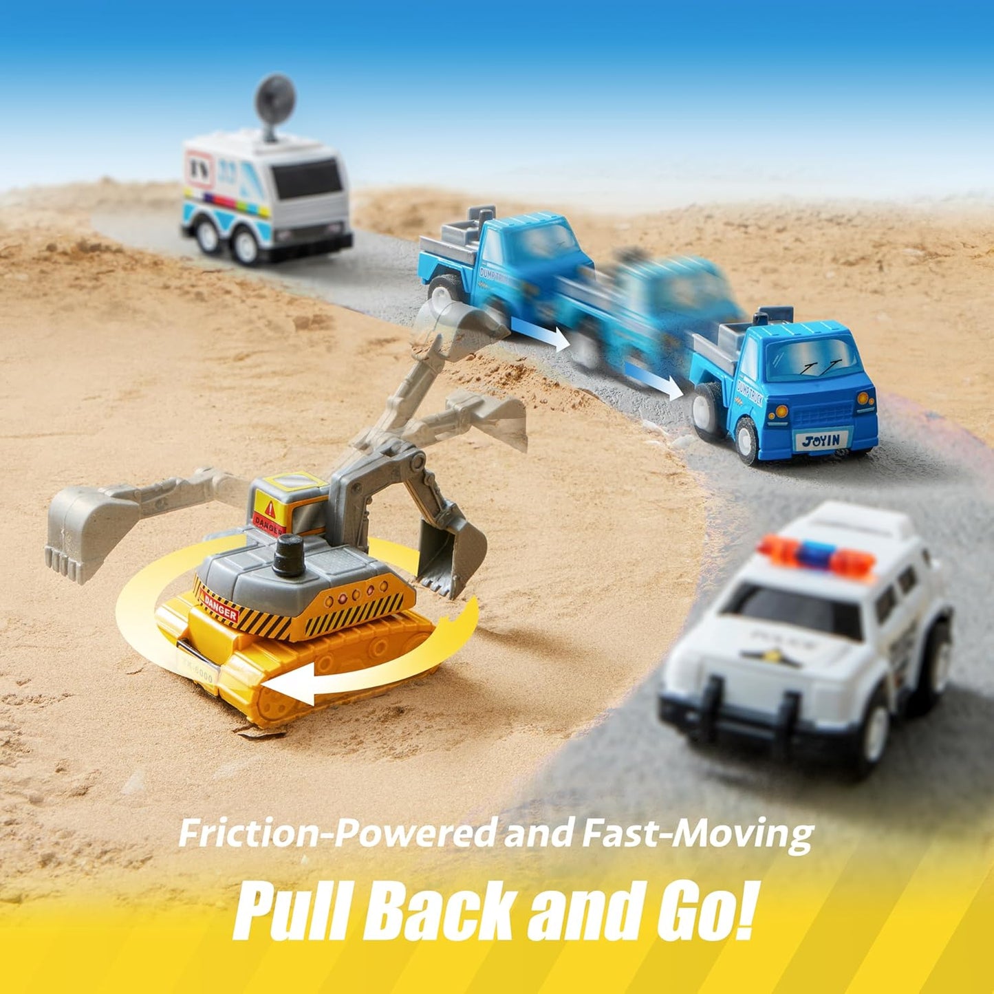 JOYIN 18 Pcs Pull Back City Cars and Trucks Toy Vehicles Set, Friction Powered Cars Toys for Toddlers, Easter Basket Stuffers, Party Favors for Kids 3-5, Gifts for Boys and Girls, Easter Egg Fillers