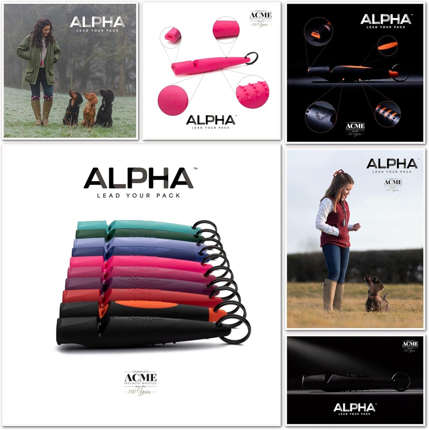 ACME Alpha 210.5 Dog Training Whistle with Enhanced Ergonomic Grip. BPA-Free Plastic. 110 dBA. Standardized Frequency for Smaller Dogs. Weatherproof. Made in The UK (Black on Day Glow Orange)