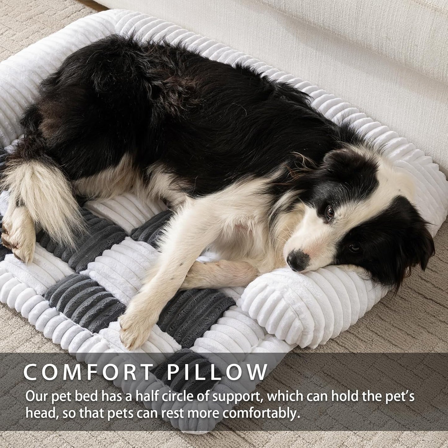 Dog Bed Fluffy Flannel Dog Mat for Furniture Protector,Non-Slip Plush Couch Covers for Pets, Washable Dog Cat Bed, Pet Friendly Dog Mat for Couches and Sofas(Grey, M-33.45 x 30.71 inch)