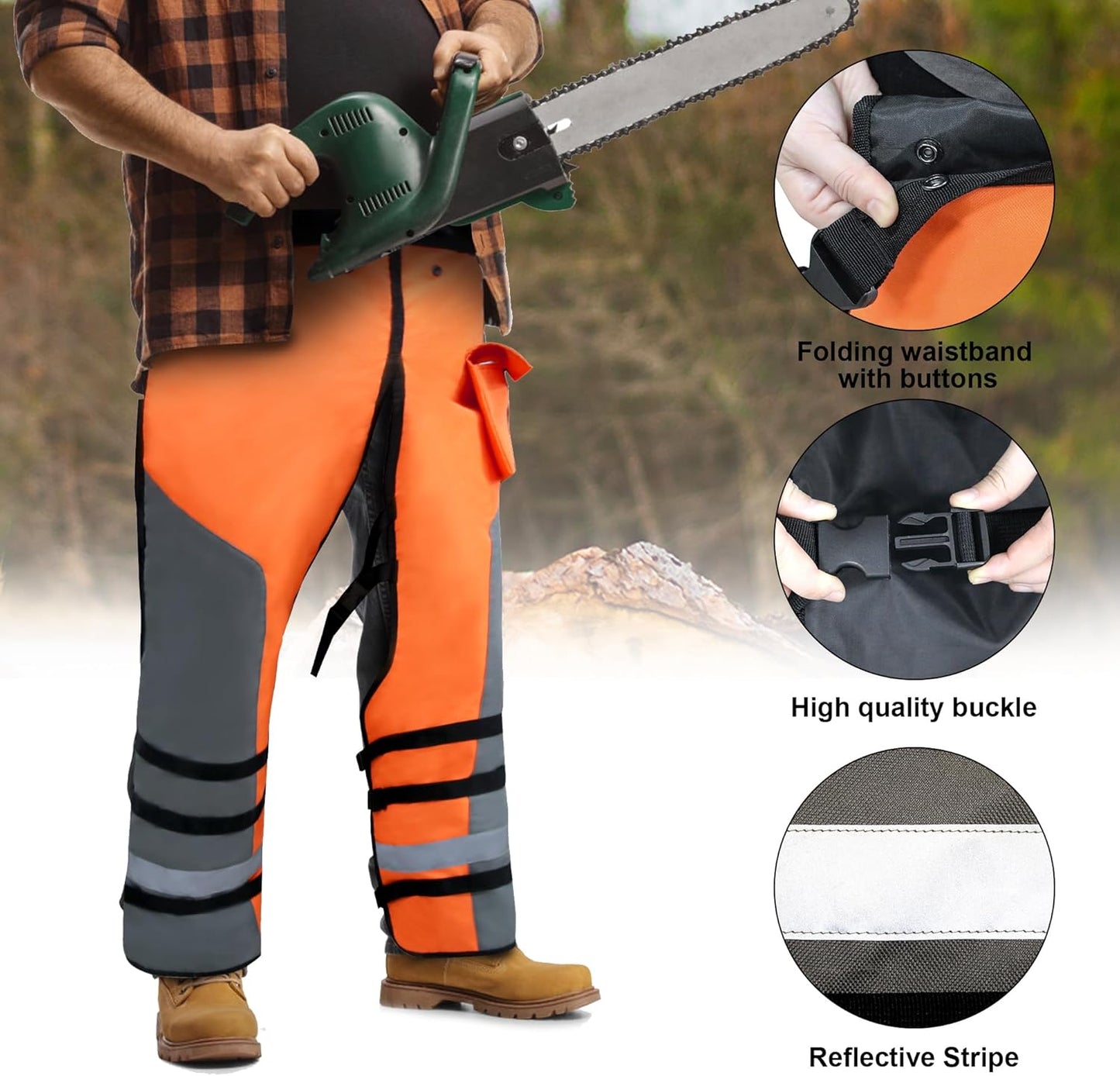 Chainsaw Chaps Apron Wrap for Men/Women,Chain Saw Pants,Adjustable Belt Chainsaw Safety Equipment