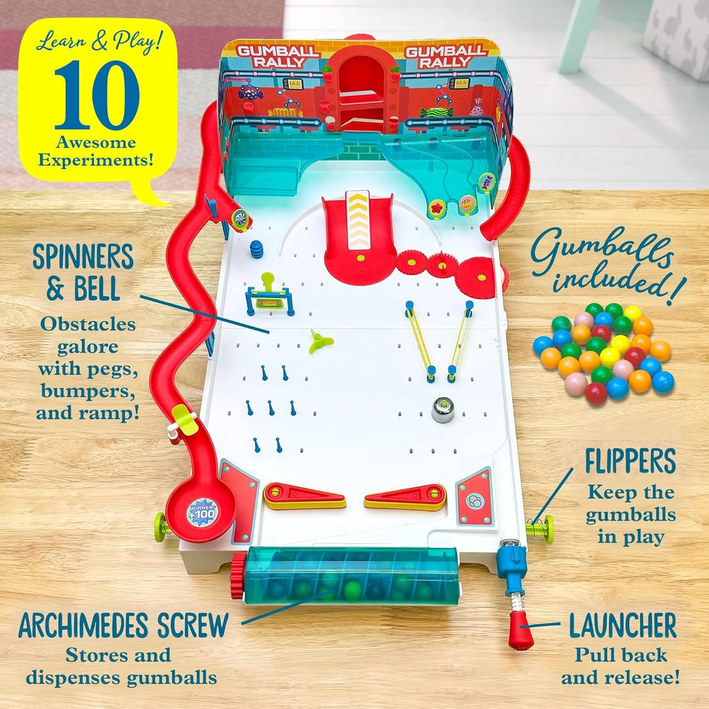 Thames & Kosmos Pinball Machine Maker STEM Experiment Kit Toy of the Year Finalist, Gumball Rally l Explore Physics, Force, Motion, Gravity, Simple Machines
