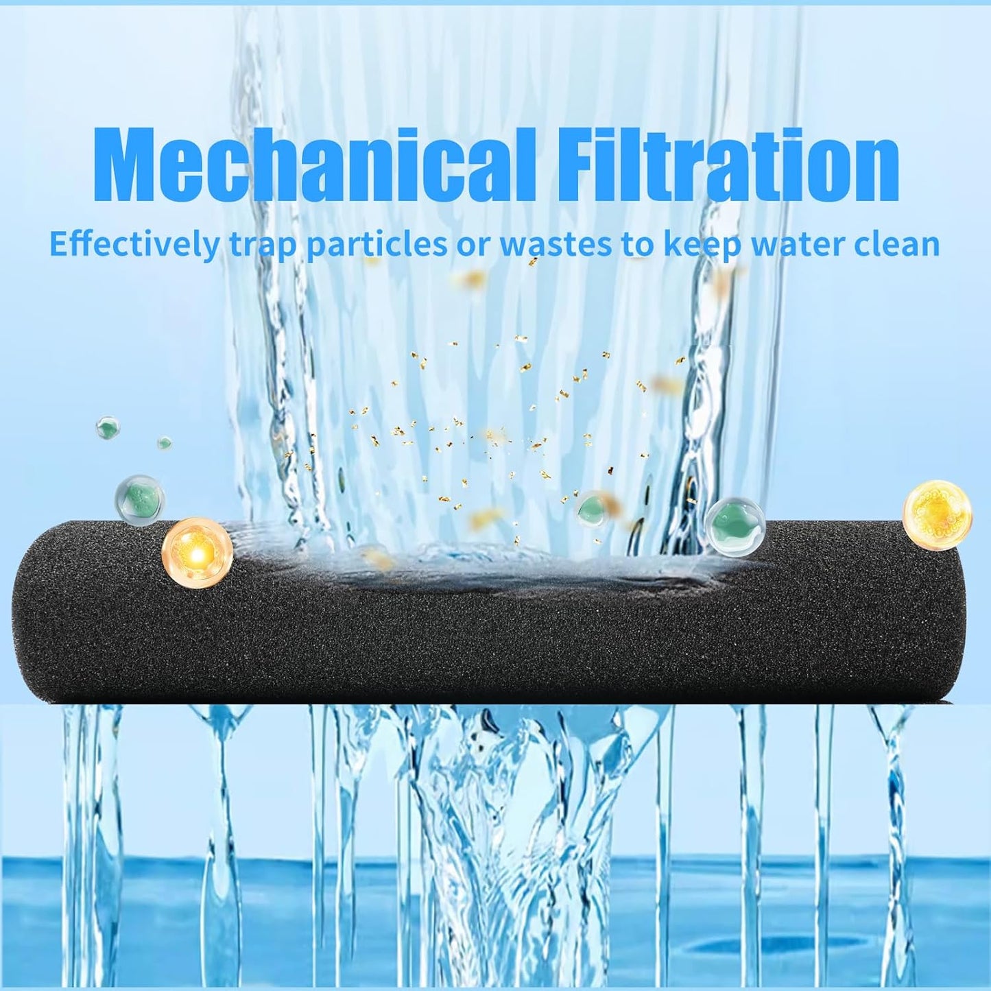 AQUANEAT 2 Pack Aquarium Bio Sponge Filter Media Pad Cut-to-Size Open Cell Foam Sheet for Fish Tank Sump (9" x 9" x 1")