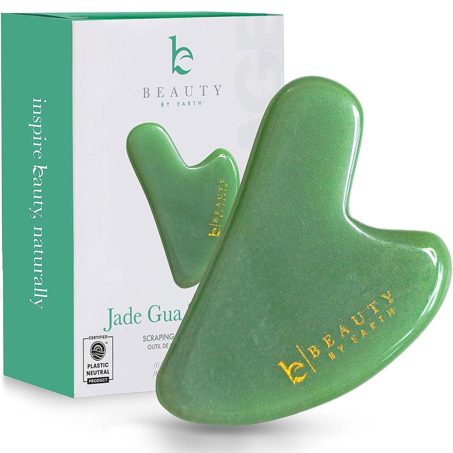 Beauty by Earth Jade Gua Sha Facial Tools - Face Sculpting & Massager Tool for Lymphatic Drainage & Jawline Sculpting, Guasha Tool for Face, Eye Depuffer Skin Care Tools