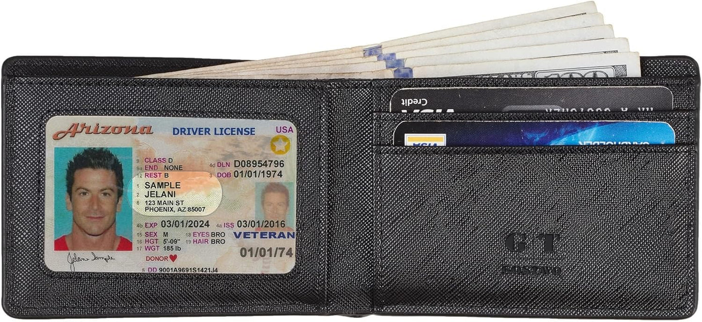 Gostwo Mens Wallet RFID Blocking Slim Minimalist Bifold Wallet with ID Window & Business Card Holder, Thin Front Pocket Design, Stylish Wallet for Men, Teen, Boyfriend, Husband
