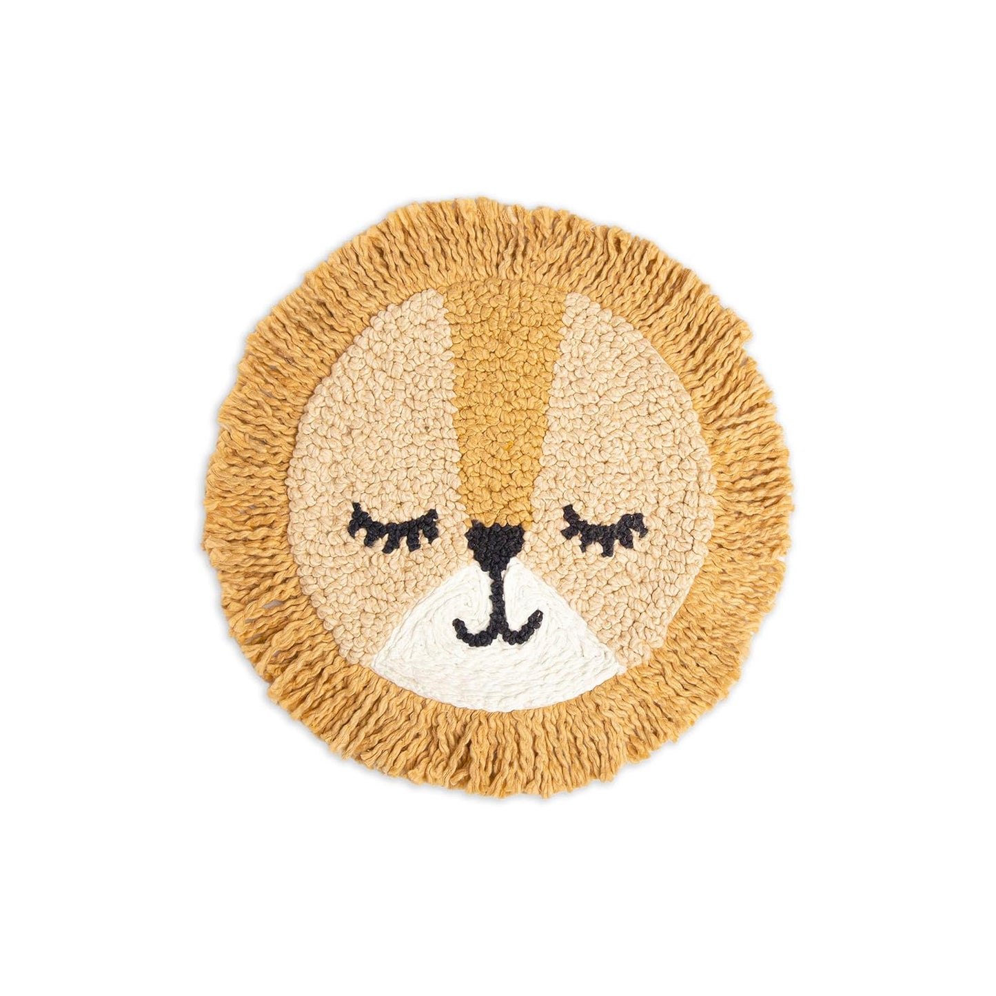 Crane Baby Pillow, Decorative Round Animal Pillow for Nursery and Toddler Rooms, Lion, 12" x 12"