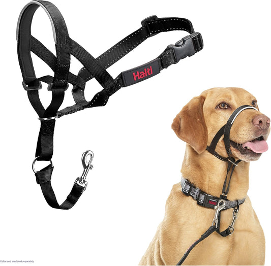 Halti Headcollar - Stop Your Dog Pulling on the Leash. Adjustable, Reflective and Lightweight, with Padded Nose Band. Dog Training Anti-Pull Collar for Medium Dogs (Size 3, Black)