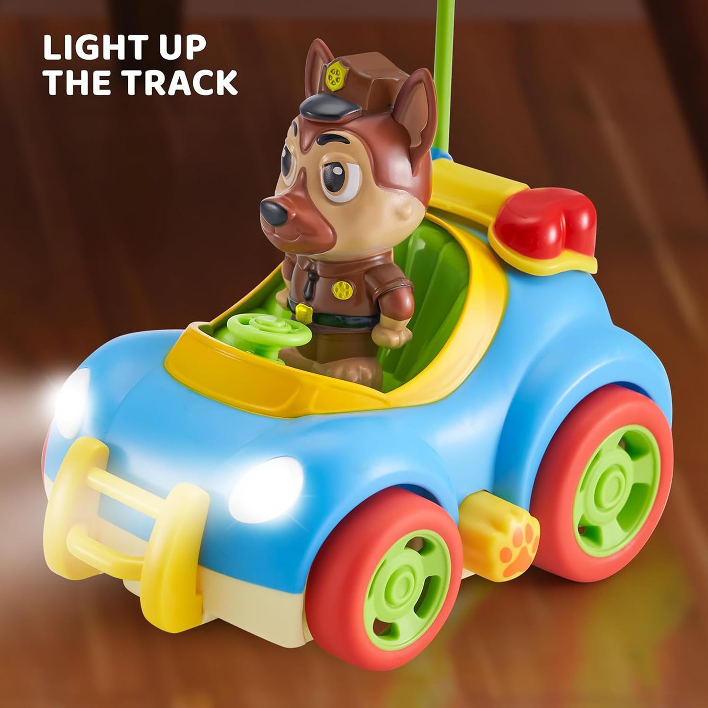lalalark JOVA 2 Pack Remote Control Car for Toddlers, RC Cars with Cartoon Figure, Kids Toy Bumper Cars with LED Lights and Sounds, Light Up Car with Music, Christmas Birthday Gift for Boys Girls