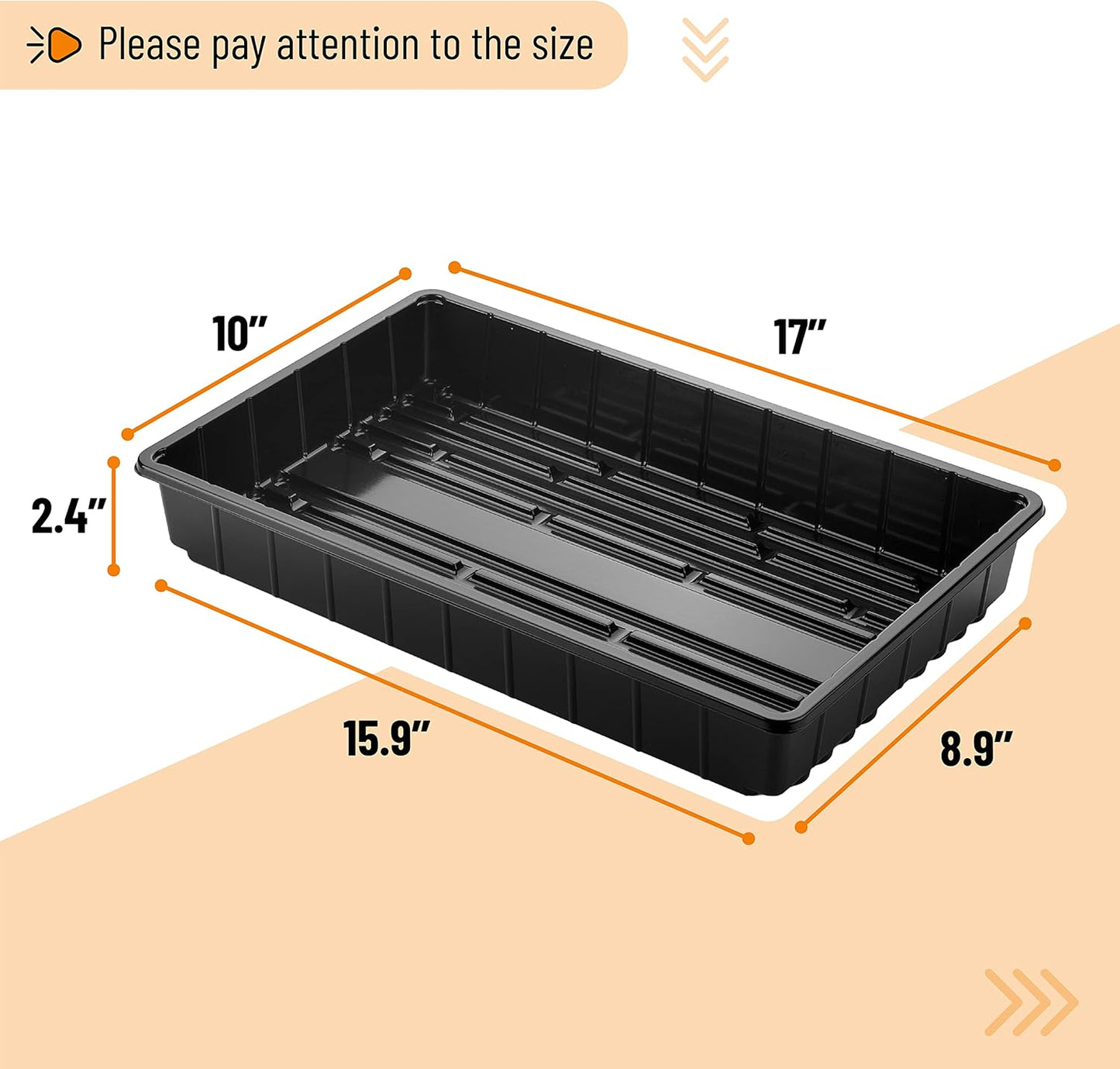 Mr. Pen- Plastic Growing Trays, 5Pack, Black, 17x10, Plant Tray, Seed Tray, Seedling Tray, Propagation Tray, Plant Trays for Seedlings, Planting Trays, Microgreens Growing Trays, Seedling Starter Tray