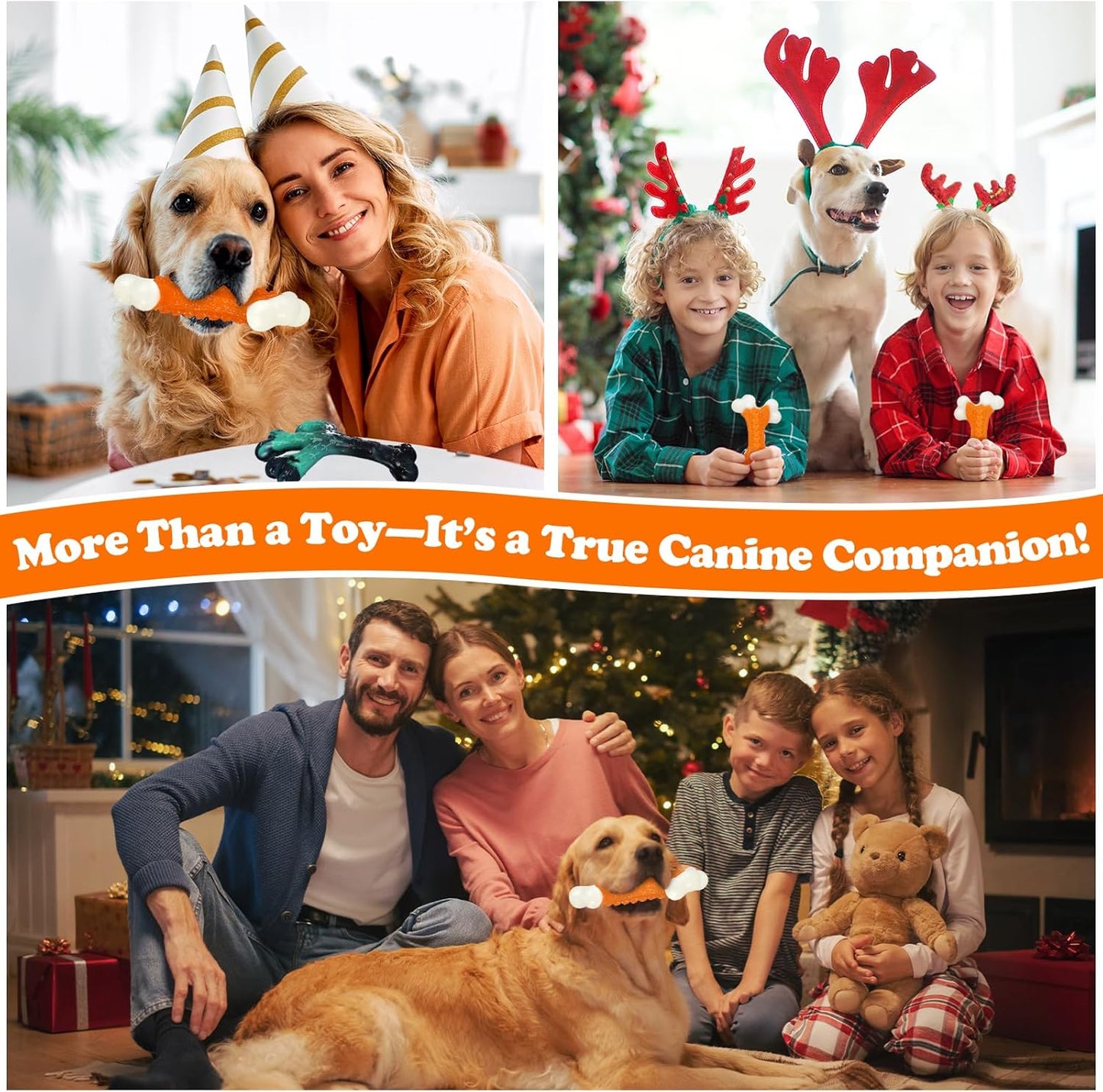 2-Pack Dog Toys for Aggressive Chewers, Indestructible 8" Tough Nylon Bone, Teething & Boredom Relief Chew for Large Dogs, Peanut Butter Flavor