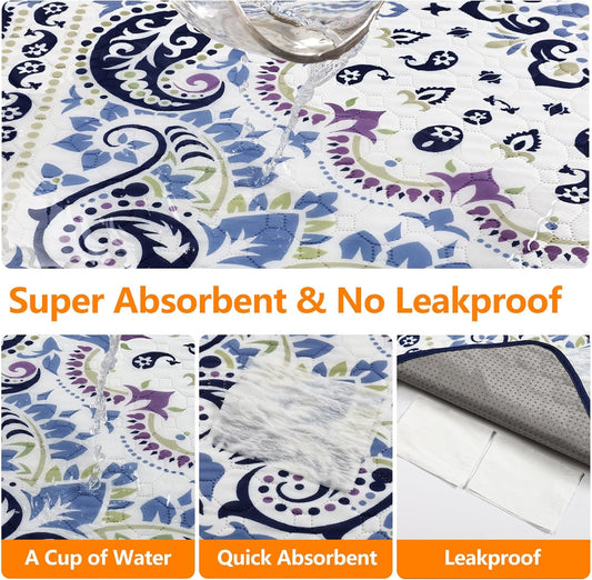 Mozin Washable Pee Pads for Dogs, 2 Pack Super Absorbent Reusable Puppy Pads Waterproof, Leak-Proof & Non-Slip Whelping Pad for Potty Training, Playpens, Crates, Floors, Beds, and Couches 36"x36"