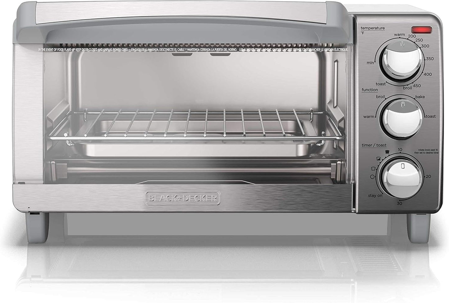 BLACK+DECKER 4-Slice Toaster Oven with Natural Convection, Stainless Steel, TO1760SS (TO1760SST-1)
