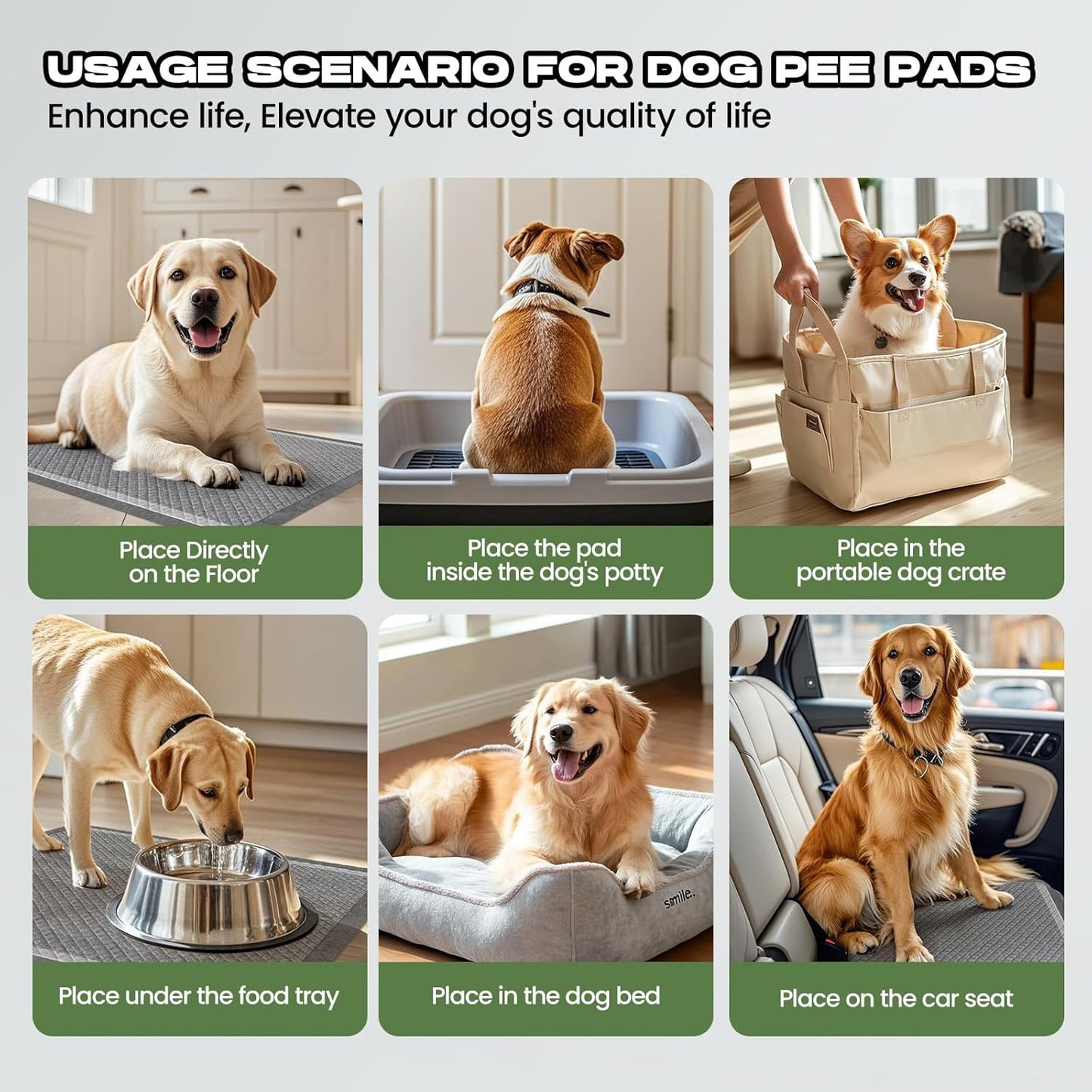 Dog Pee Pads for Dogs XXL 30"x36" Charcoal Puppy Pads 50 Counts Extra Large Disposable Activated Carbon Super Absorbent Full Edge-Wrapping Odor-Control Training Pads with Adhesive Tabs