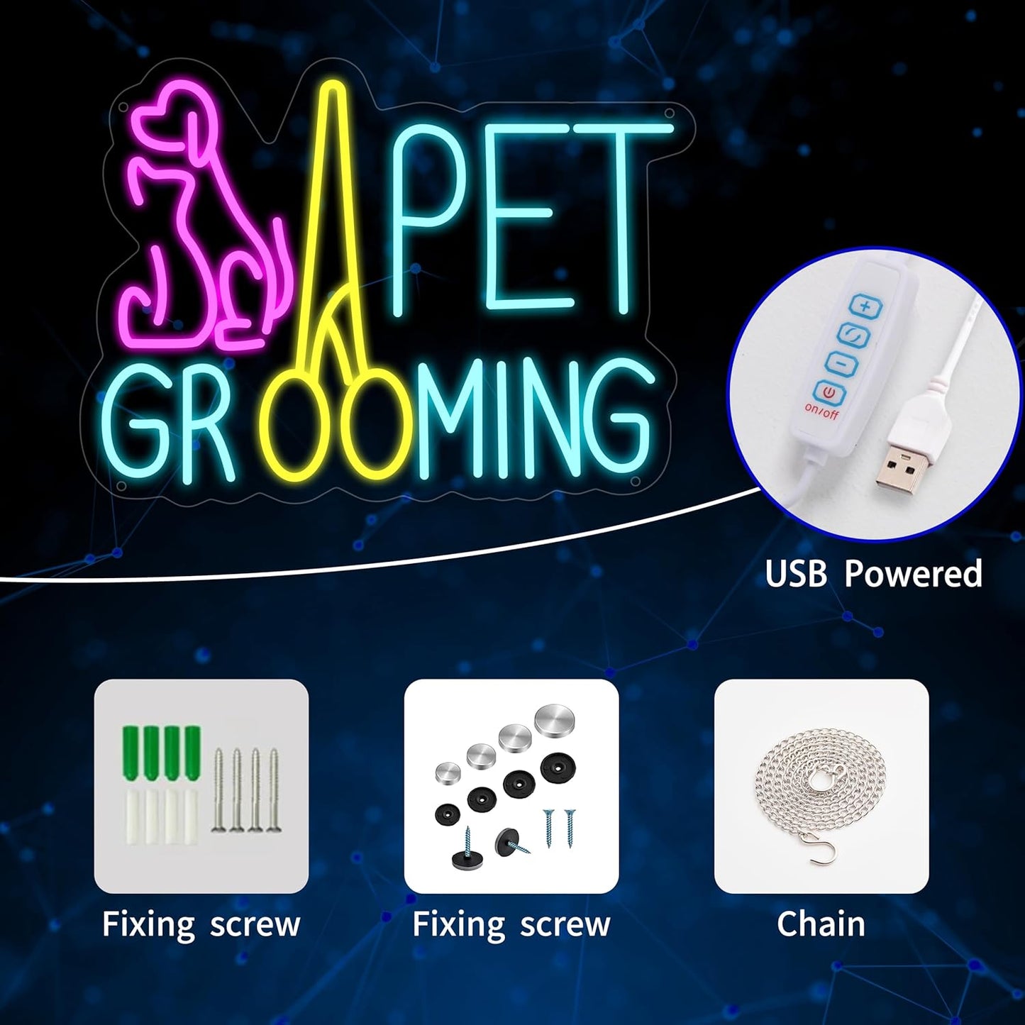 Pet Grooming Neon Sign for Wall Decor,Kids USB Powered Pet Grooming Led Sign, Reusable Pet Grooming Light Up Sign for Boys and Girls, Light Up Sign for Bedroom and Livingroom