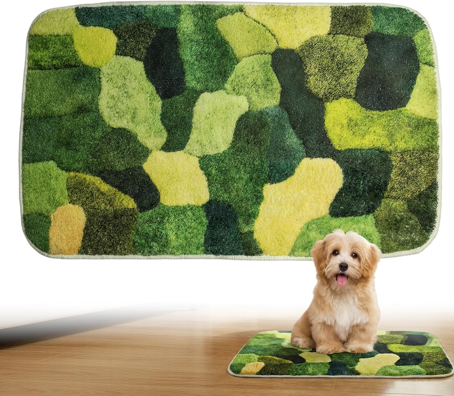 Washable Pee Pads for Dogs, 30" x 17" Faux Moss Reusable Puppy Pads for Dog Potty Training, Durable Absorbent Leakproof Dog Grass Pad for Crate Couch Car Seat Pet Bed Home Indoor Use