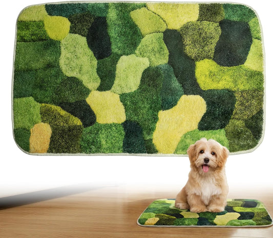 Washable Pee Pads for Dogs, 30" x 17" Faux Moss Reusable Puppy Pads for Dog Potty Training, Durable Absorbent Leakproof Dog Grass Pad for Crate Couch Car Seat Pet Bed Home Indoor Use