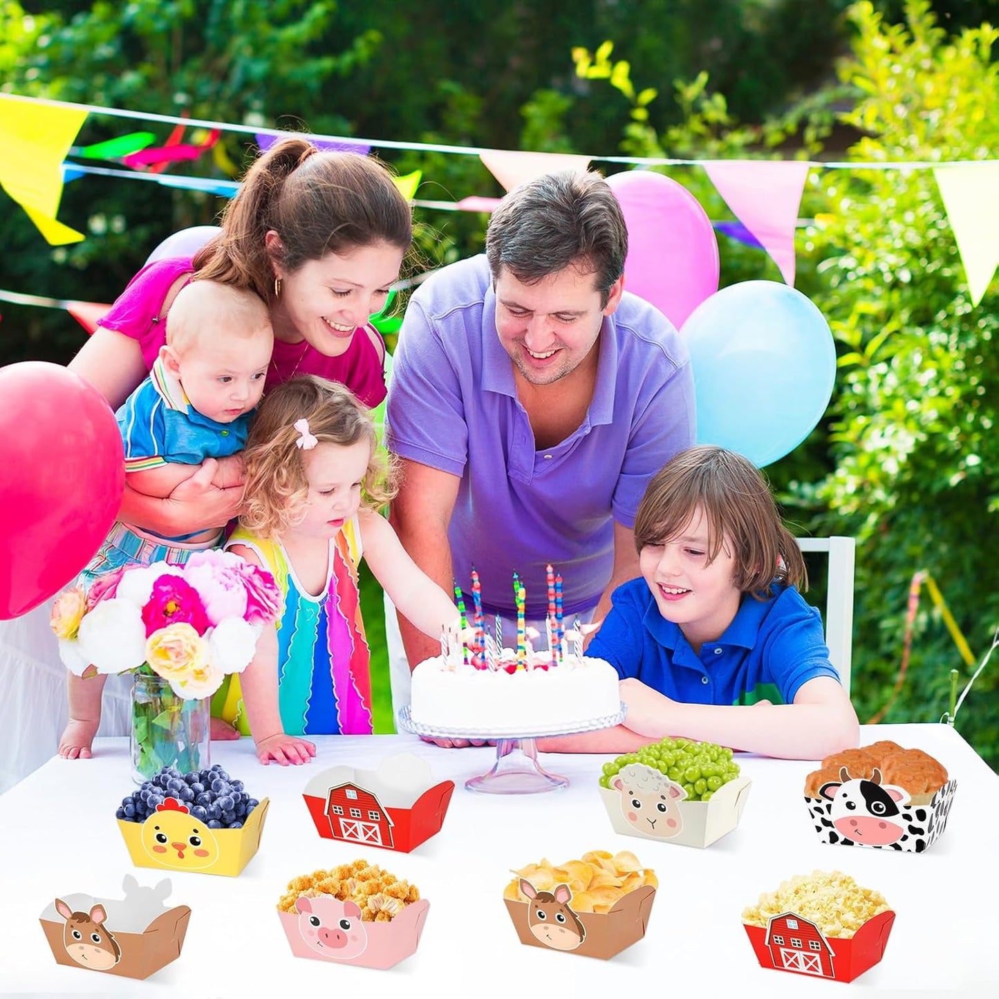 24 Pack Farm Animals Party Supplies Farm Disposable Paper Food Trays Animal Theme Birthday Parties Decorations Snack Bowl Serving Tray for Baby Shower Tableware Carnival Decor Favor