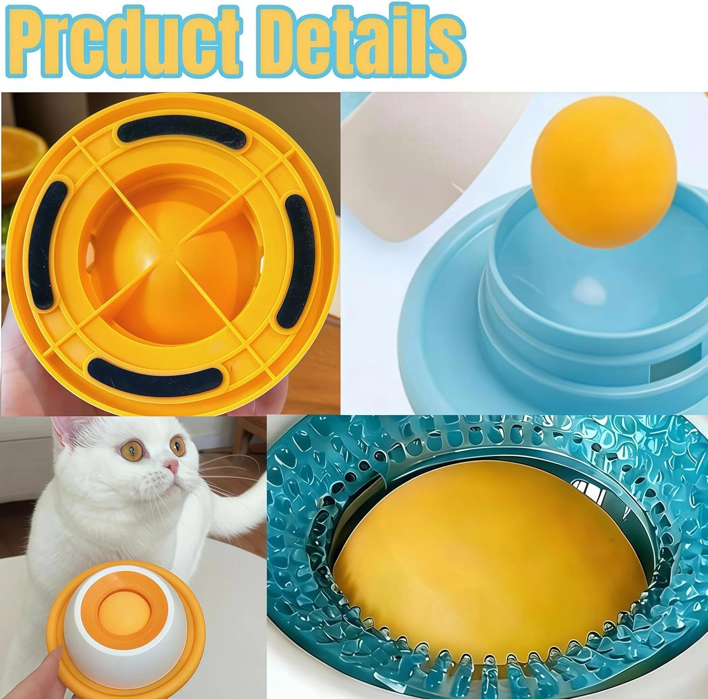Dog Slow Feeder Bowl with Lick Ball - Durable Licking Toy for Anxiety, Mess-Free Liquid Treats, Easy Clean Bowl for Fast Eating Dogs & Cats (Blue)